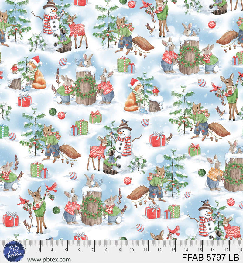 Frost & Fable | Festive Scenic - Light Blue by Leslie Trimbach for P&B Textiles | FFAB5797-LB