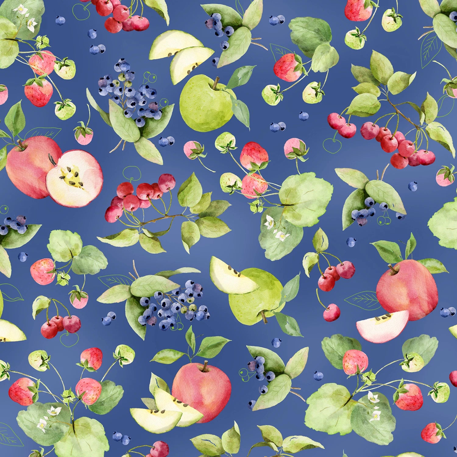 Farmer's Market | Favorite Fruits Allover - Blue by Deane Beesley for P&B Textiles | FMAR6279-B