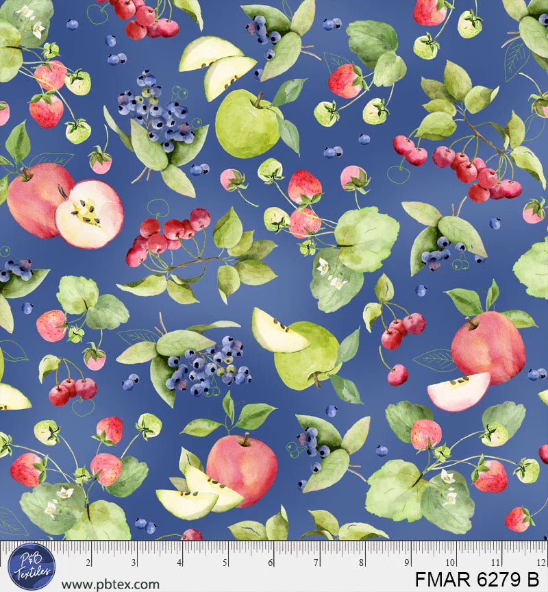Farmer's Market | Favorite Fruits Allover - Blue by Deane Beesley for P&B Textiles | FMAR6279-B