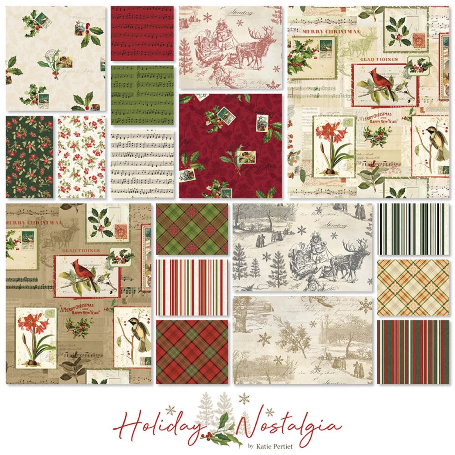Holiday Nostalgia | Fat Quarter Bundle by Katie Pertiet for Clothworks | 18 pcs
