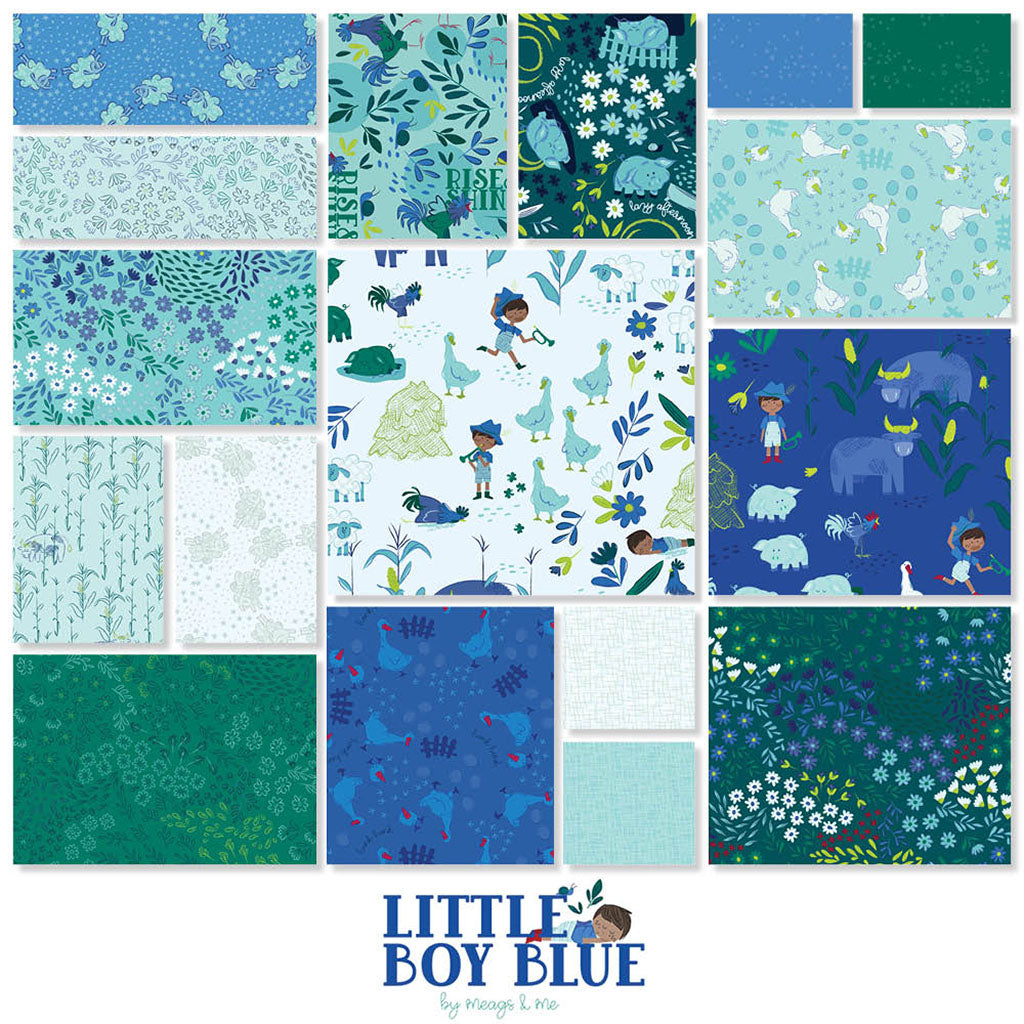 Little Boy Blue | Fat Quarter Bundle by Meags & Me for Clothworks | 17 pcs