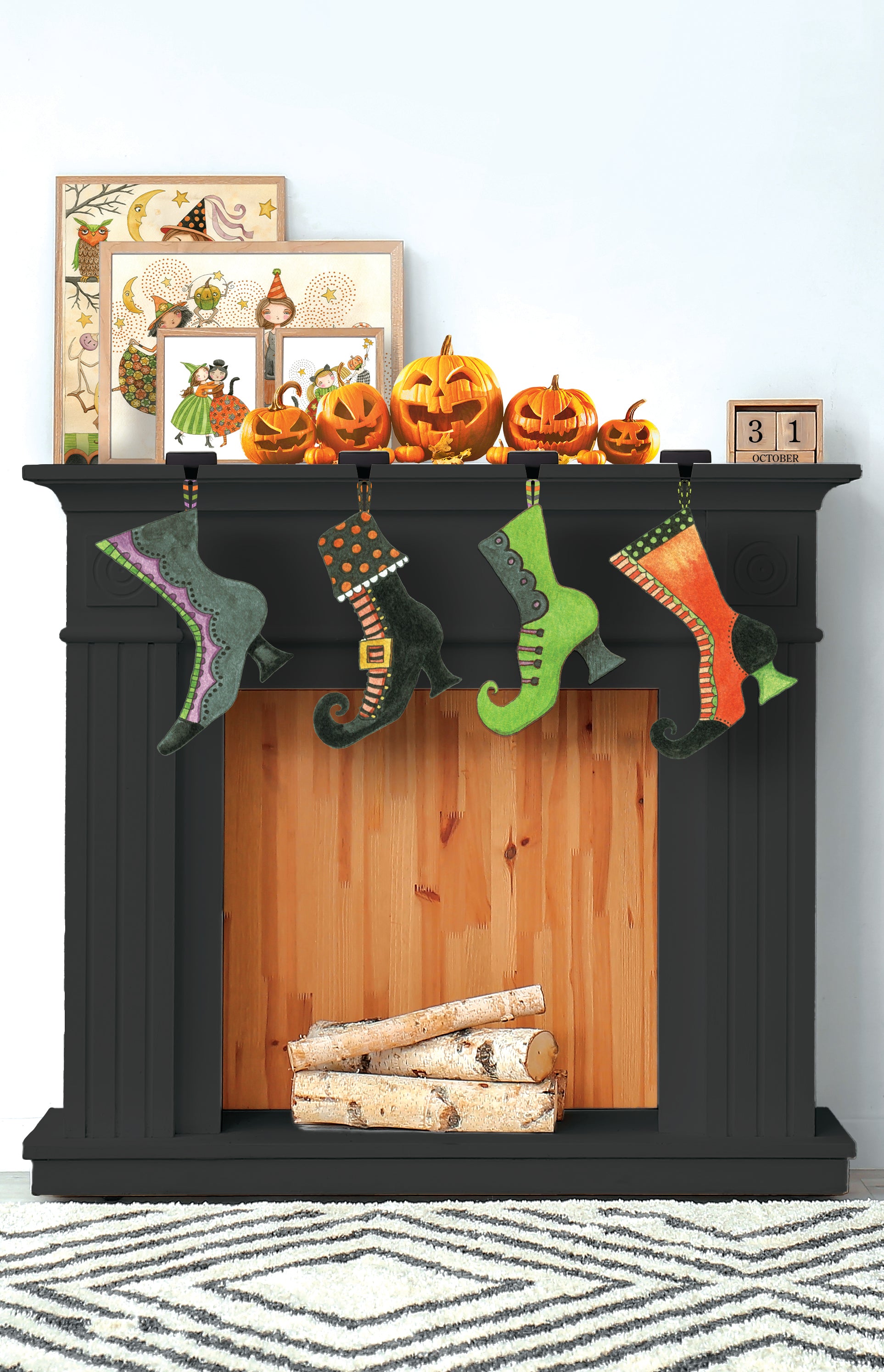 Ghoul Friends | Witches' Boots Felt Panel by Teresa Kogut for Riley Blake | FT16059-PANEL