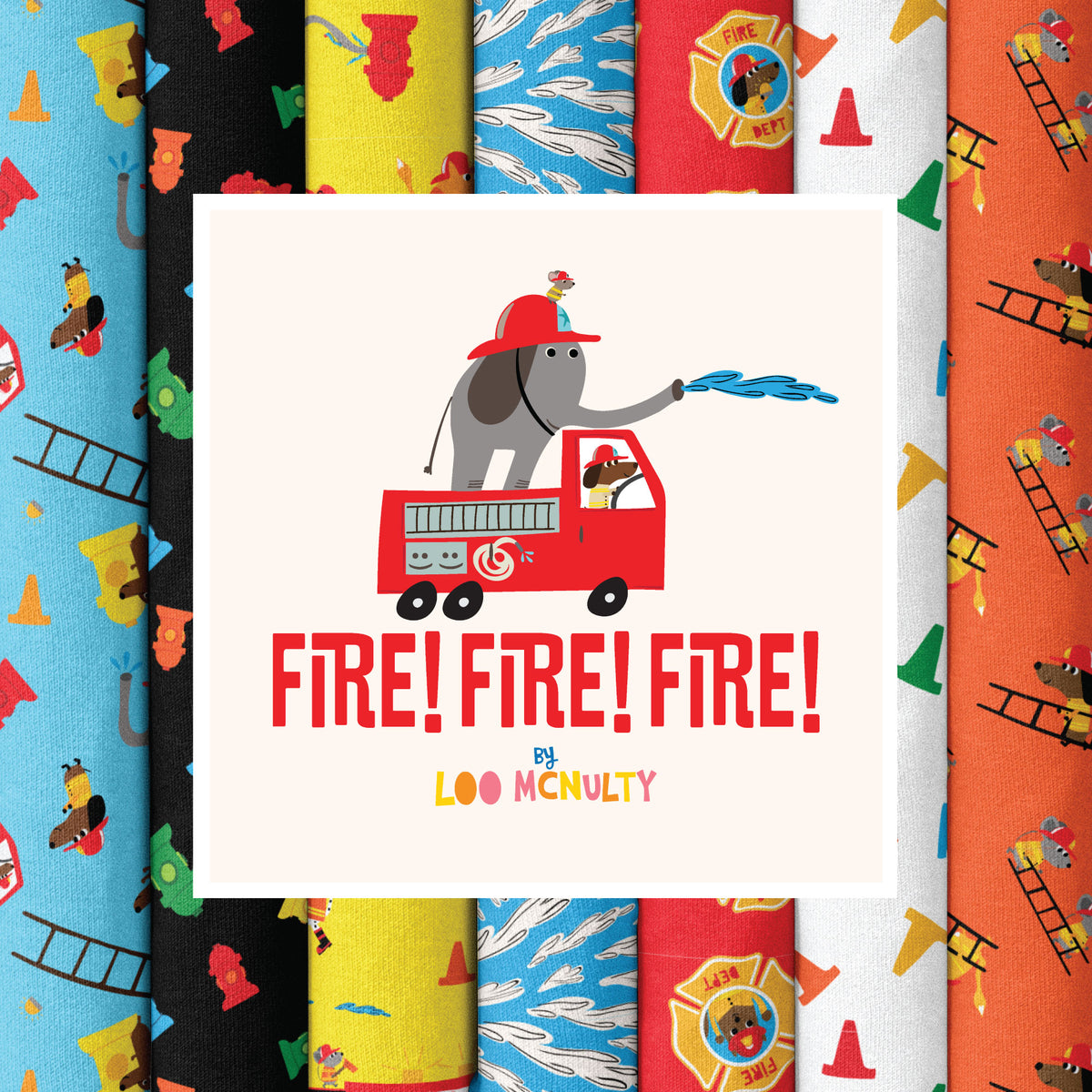 Fire! Fire! Fire! | Fire Friends by Loo McNulty for Cloud9 | 228303-X | 100% Organic Cotton