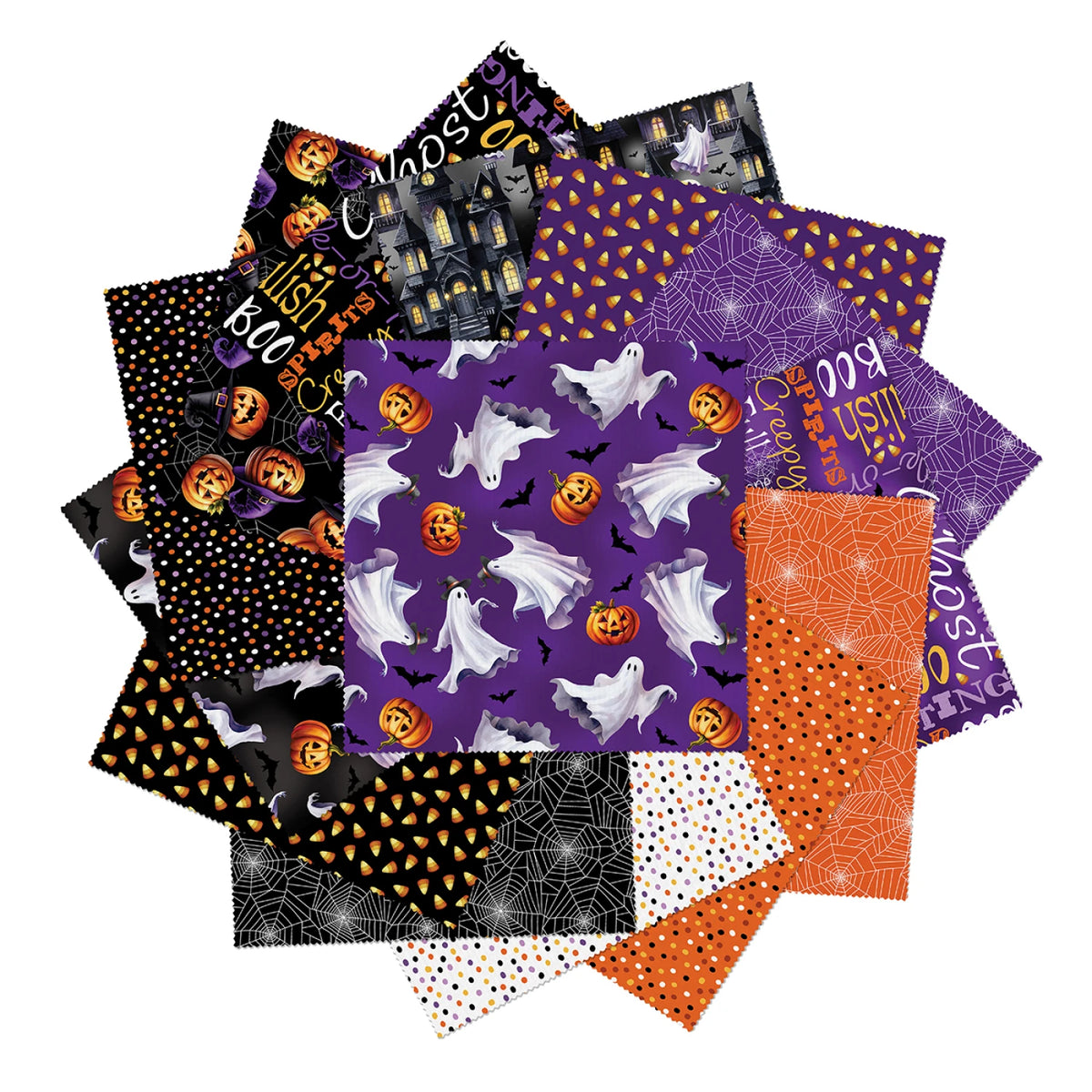 Ghostly Soiree | 10" Square Pack by Nicole DeCamp for Benartex | 42 pcs | 100% Cotton