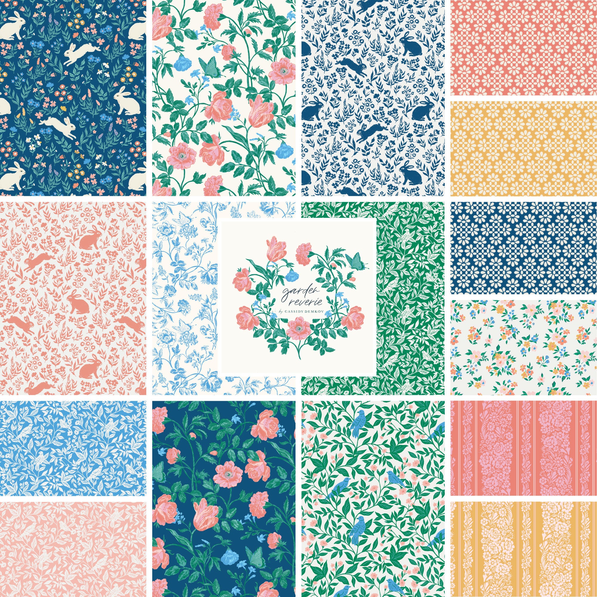 Garden Reverie | Fat Quarter Bundle by Cassidy Demkov for Cloud9 | 100% Organic Cotton | 17 pcs