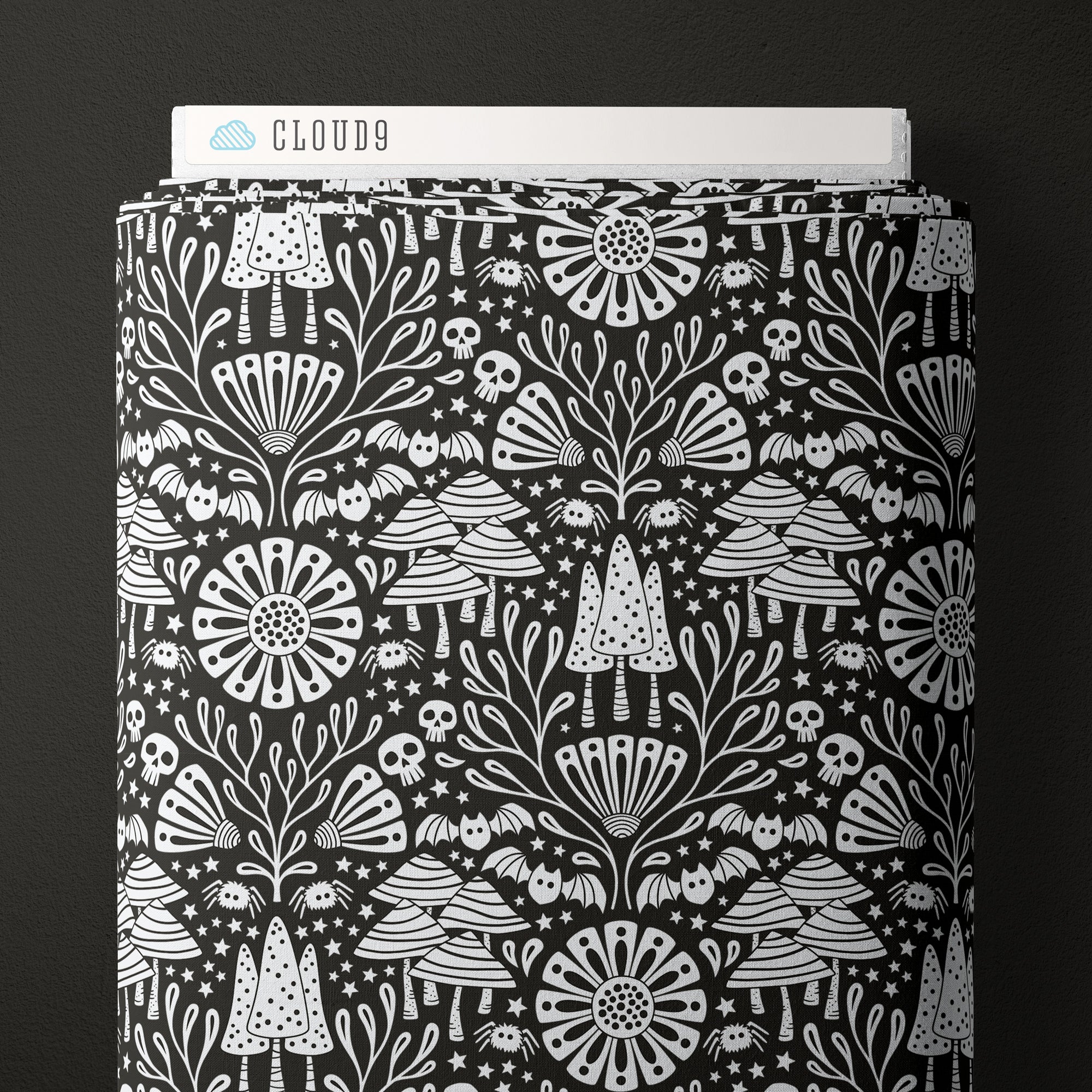 Gothic Whimsy | Gothic Forest - Black (227994) by Anequ Studio for Cloud9 | 100% Organic Cotton