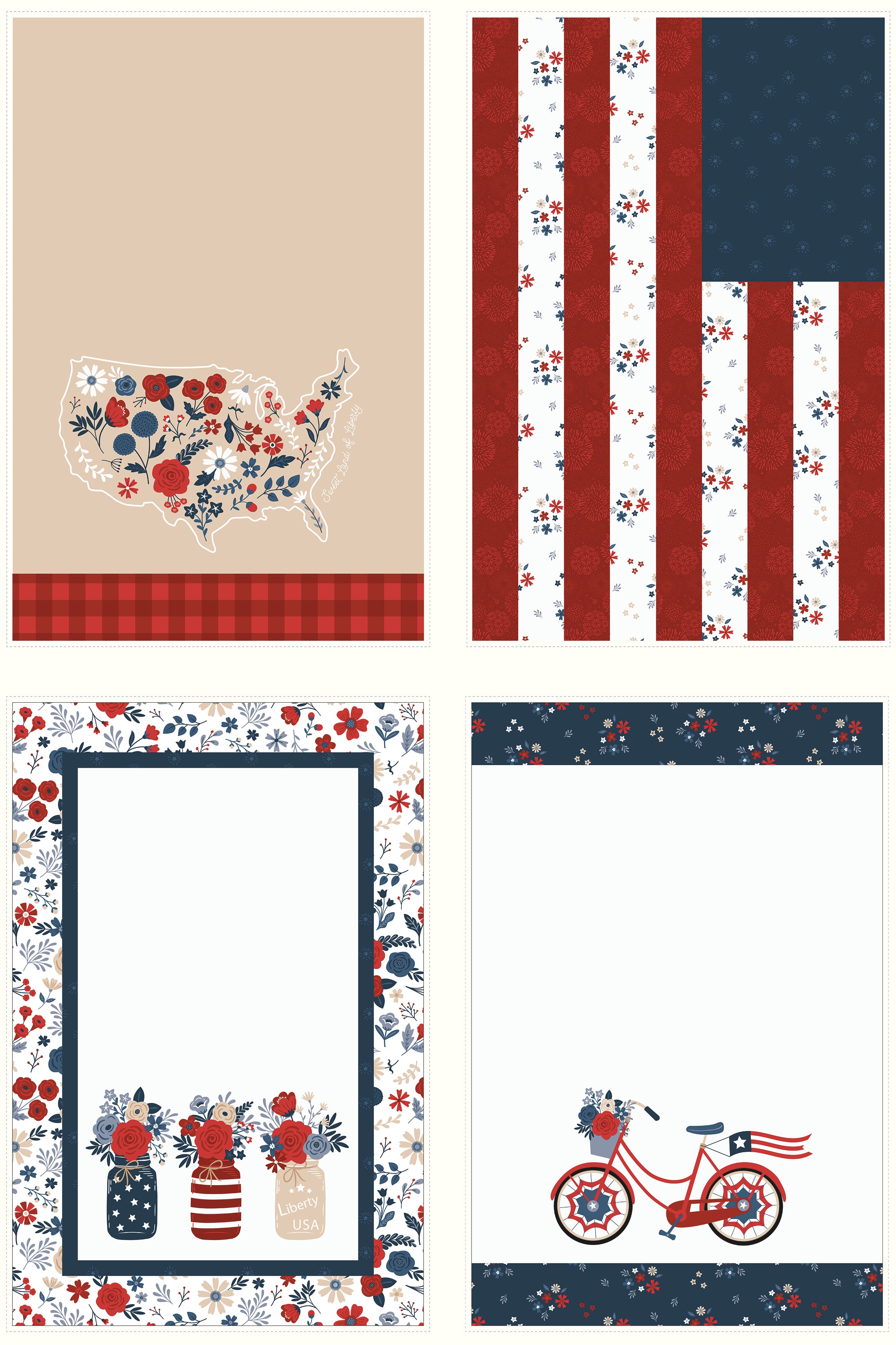 Red, White & True | Tea Towel Panel by Dani Mogstad for Riley Blake | Lightweight Canvas