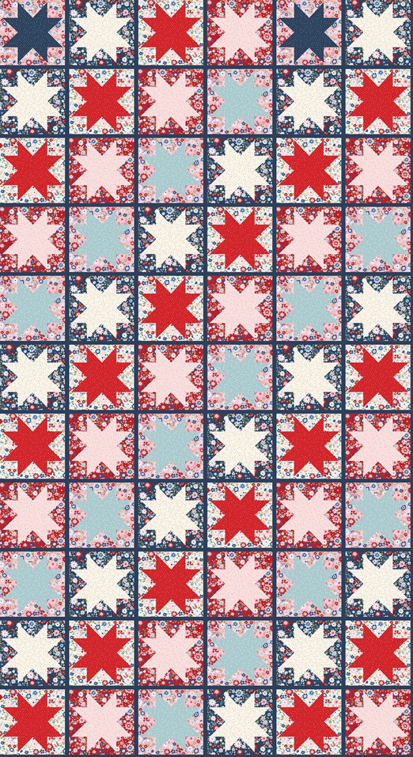 Hip Hip Hooray | Multi Hooray-Star Quilt Cheater by Lori Woods for Poppie Cotton | HH25107