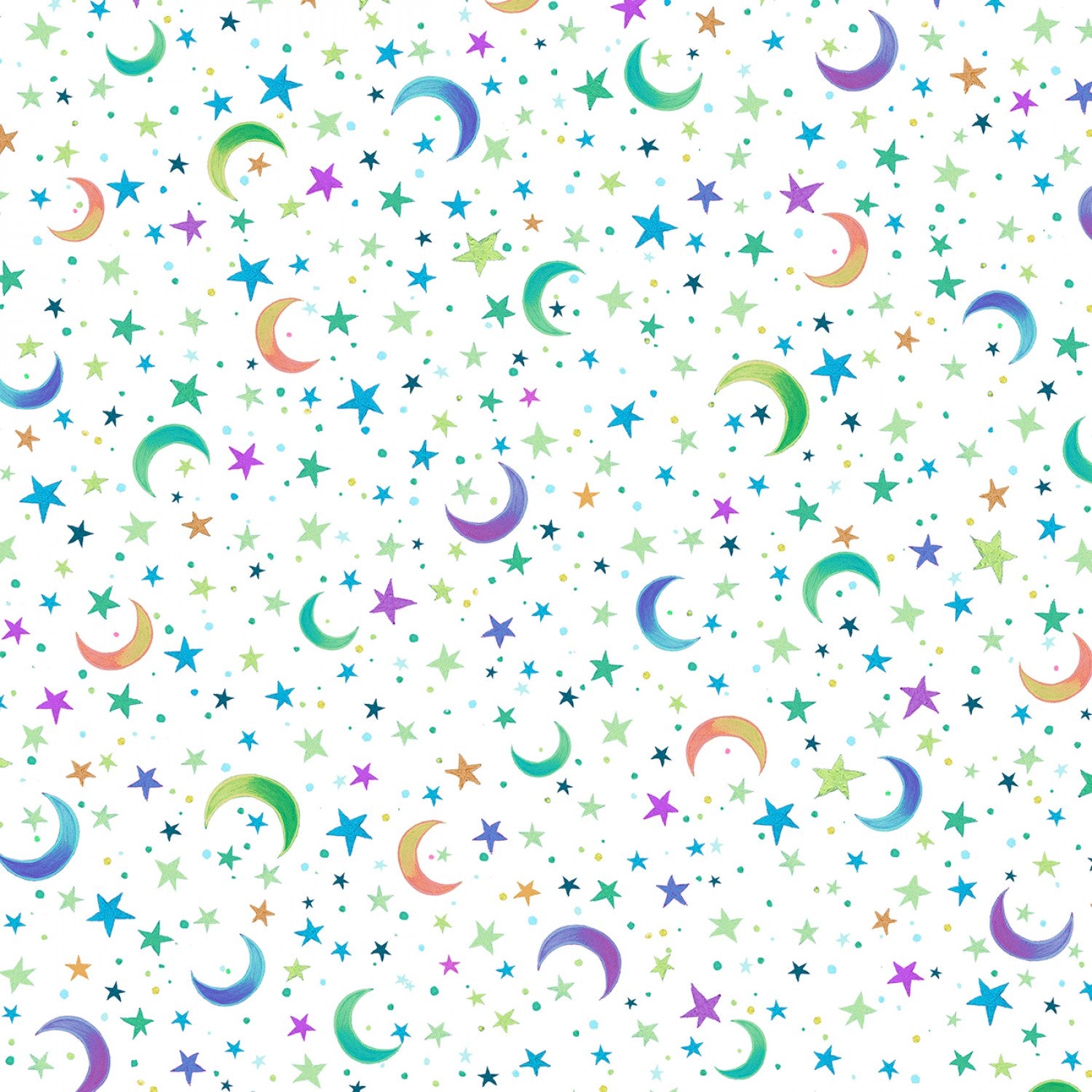 Hootie Patootie - Moon & Star Toss White 108" Wideback by Jeremiah Ketner