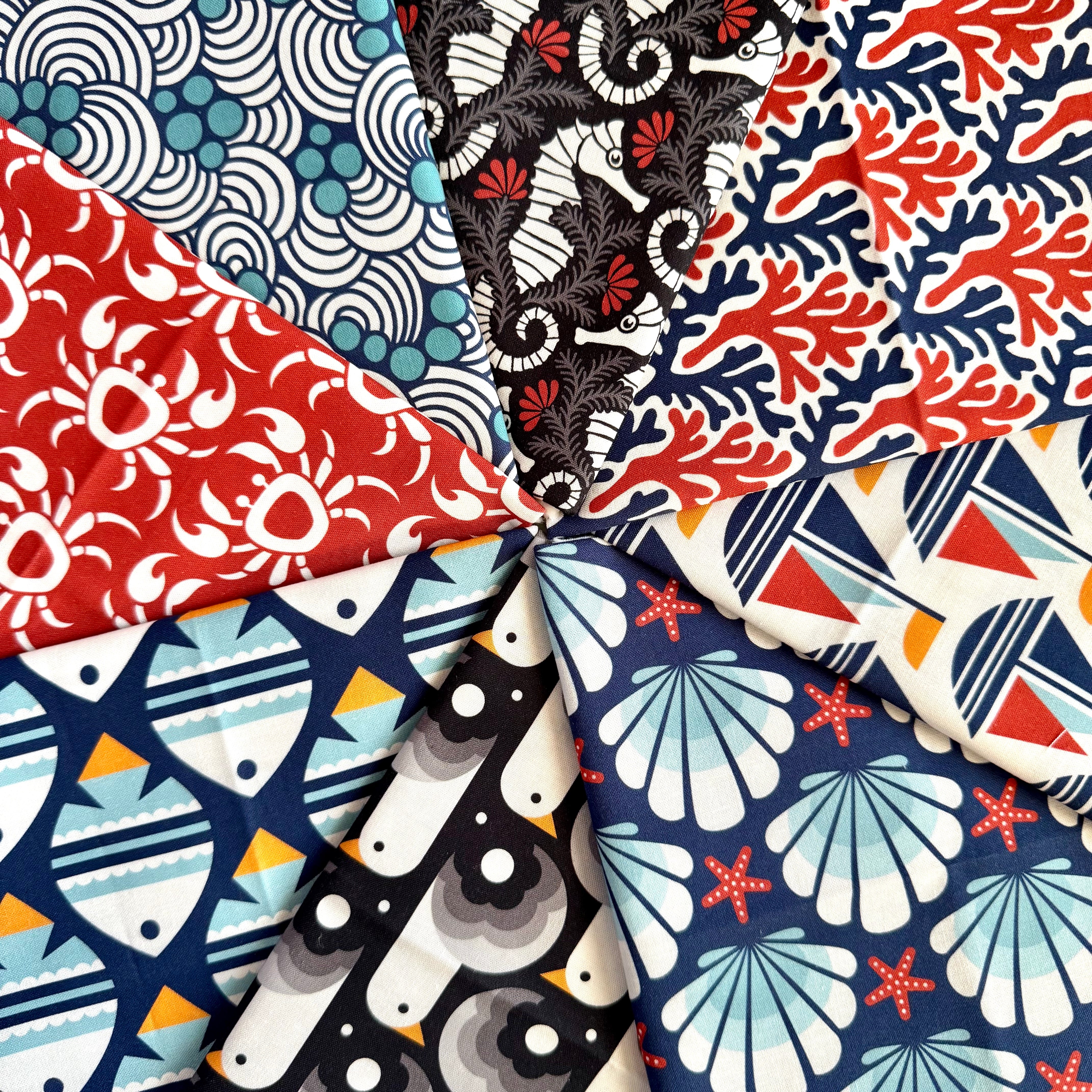 Ocean Motion | Seahorses by RouCouCou for Cloud9 | 227986 | 100% Organic Cotton