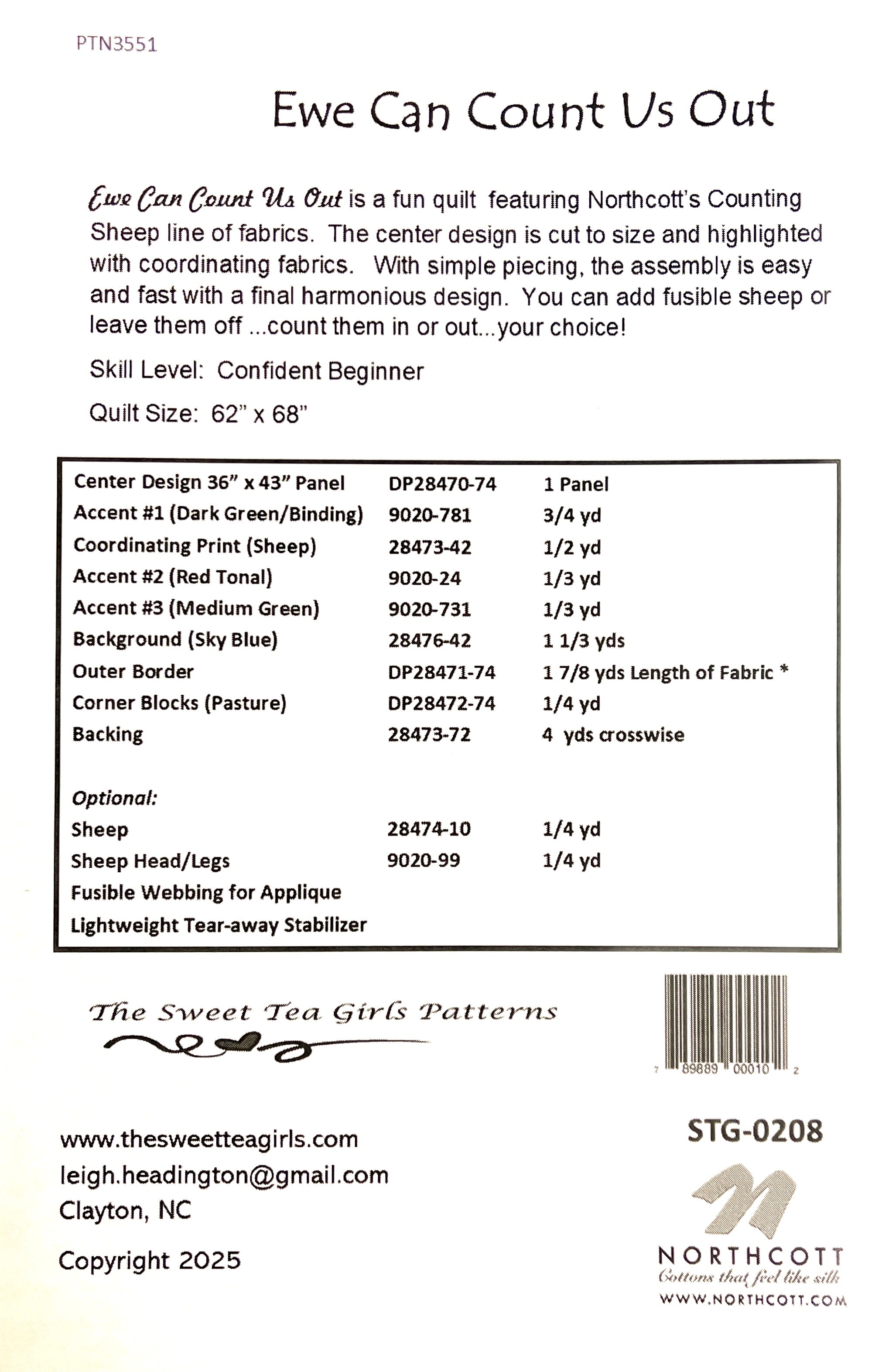 Ewe Can Count Us Out Quilt Pattern by The Sweet Tea Girls | 68" x 74"