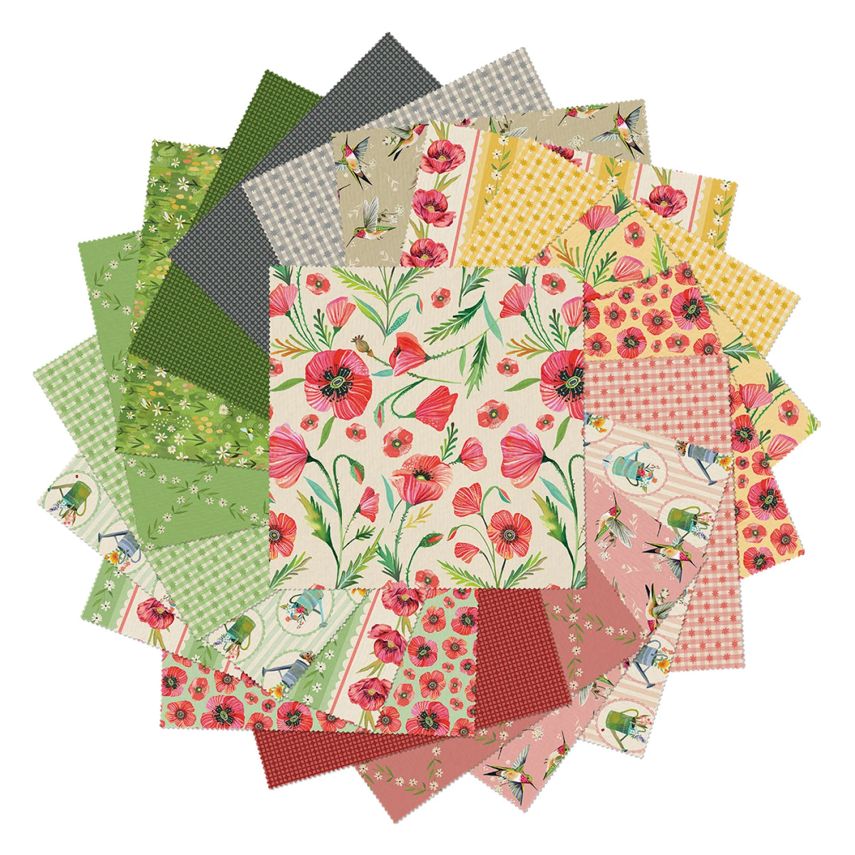 Into the Meadow | 10" Square Pack by Katie Daisy for Benartex | 42 pcs | 100% Cotton