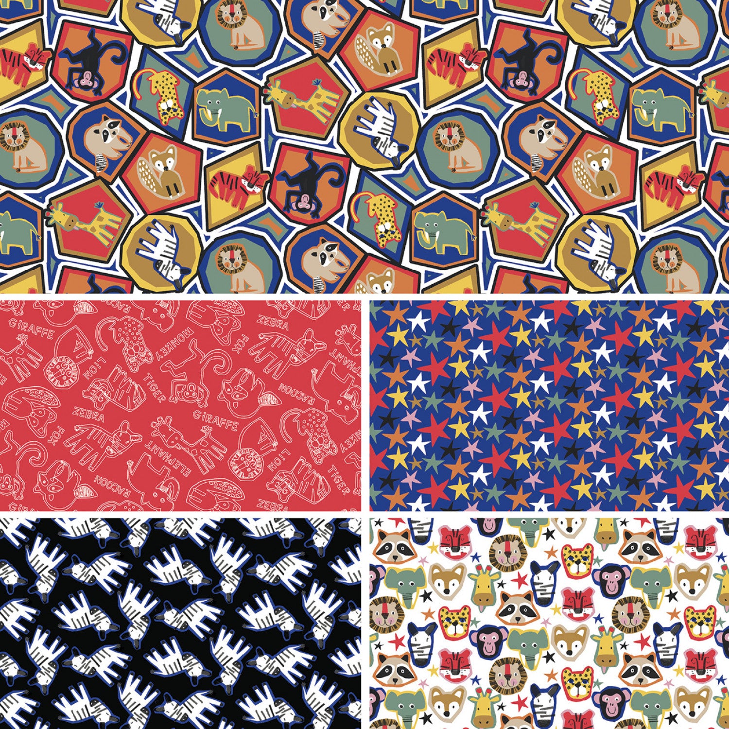 Jungle Jam | Face to Face Multi by Michael Moon for 3 Wishes Fabrics | 23325-MLT