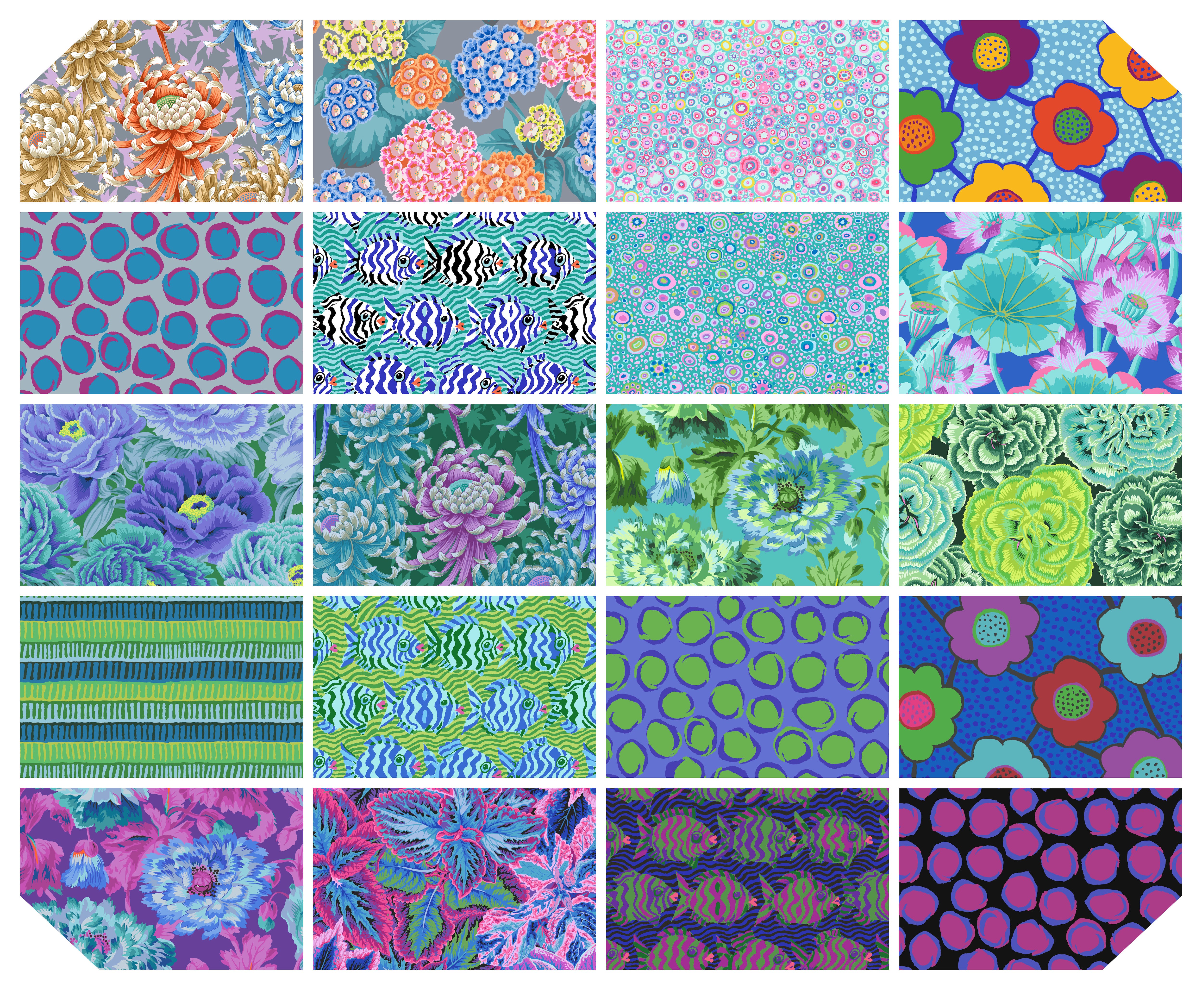 August 2025 | 10" Square Pack - Cool by Kaffe Fassett Collective for FreeSpirit | 42 pcs