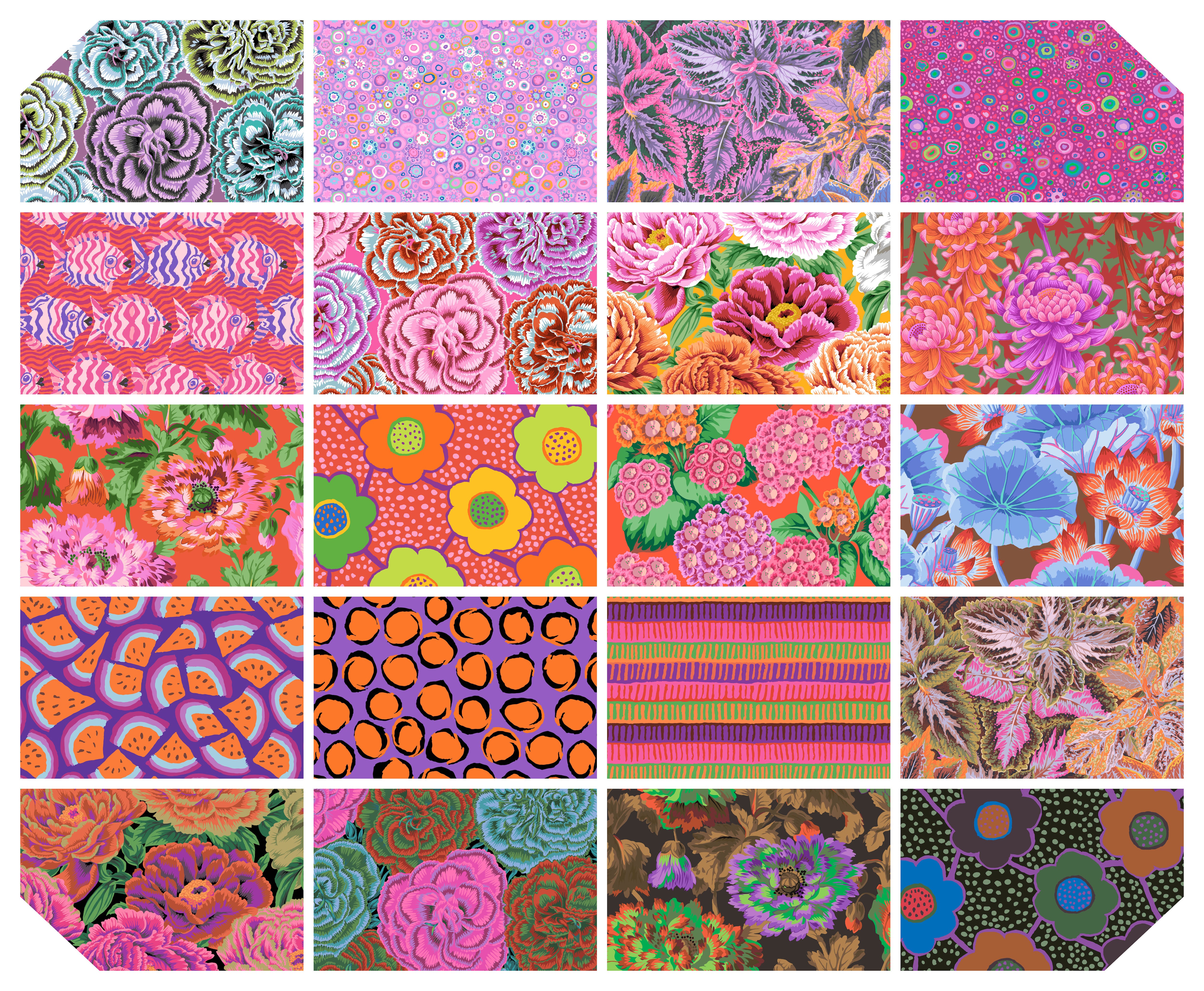 August 2025 | 10" Square Pack - Hot by Kaffe Fassett Collective for FreeSpirit | 42 pcs