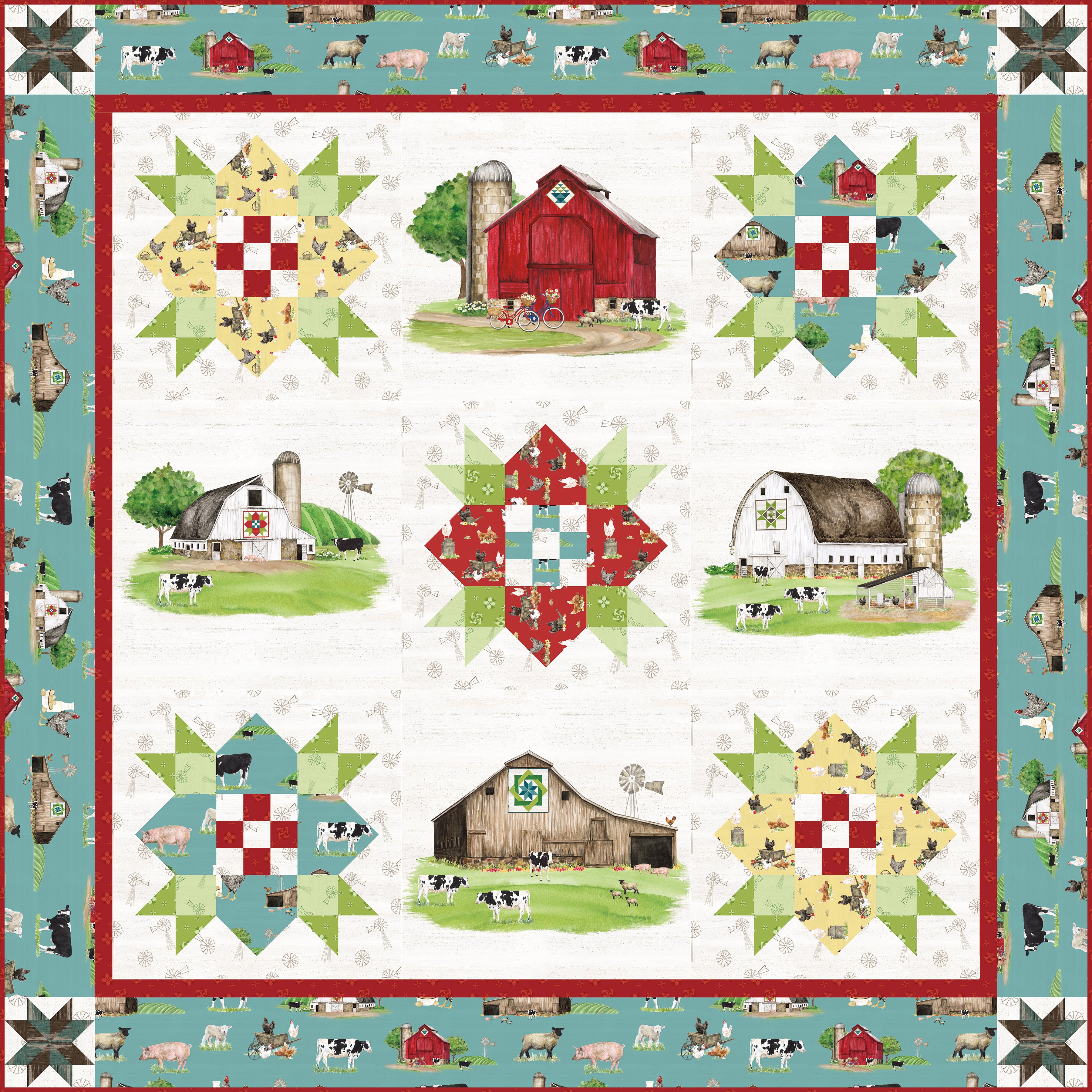 Spring Barn Quilts | Barn Panel Quilt Boxed Kit by Tara Reed for Riley Blake Designs | 60" x 60"