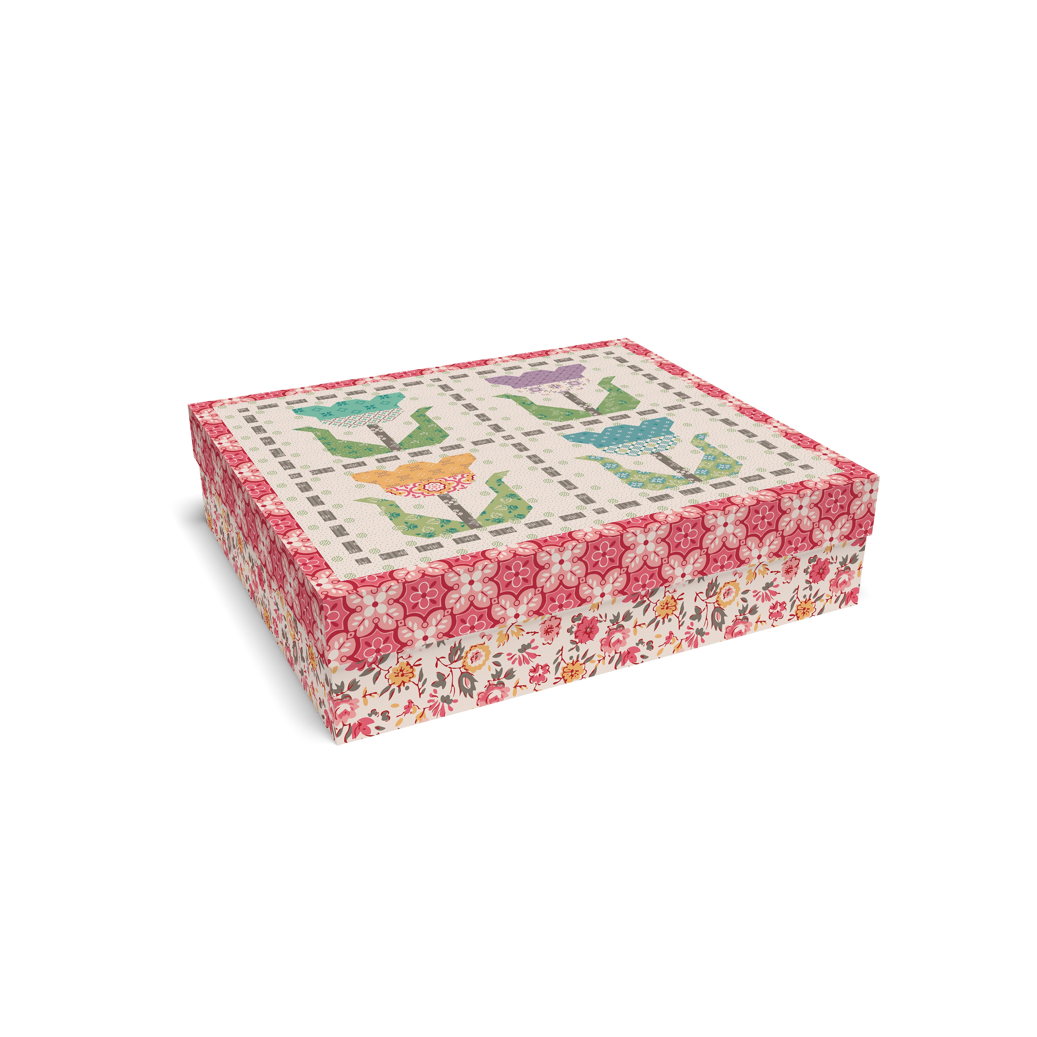 Piece & Plenty | Stitched Tulips Quilt Boxed Kit by Lori Holt for Riley Blake | 77" x 94"
