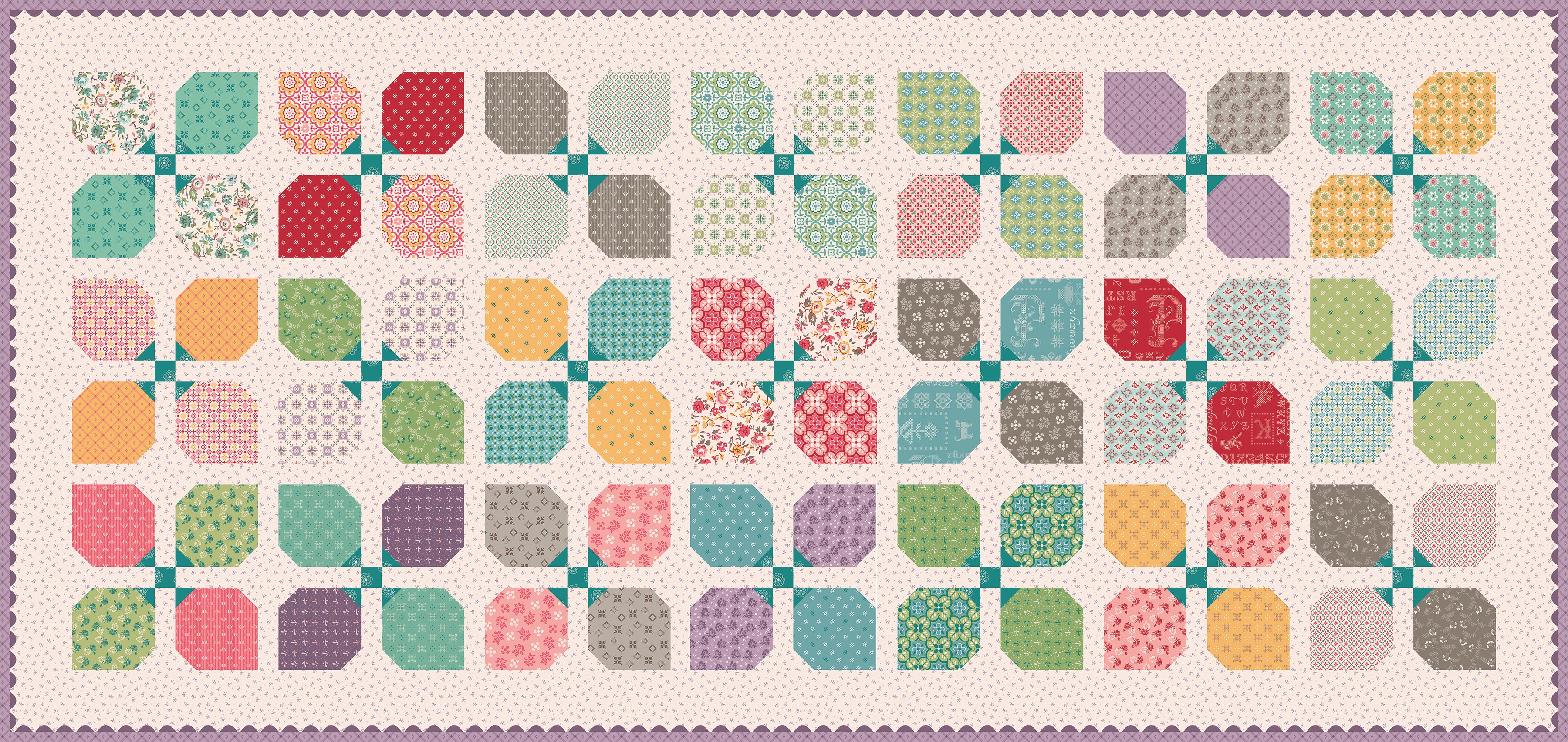 Piece & Plenty | Pretty Petals Runner Kit by Lori Holt for Riley Blake | 35" x 75"