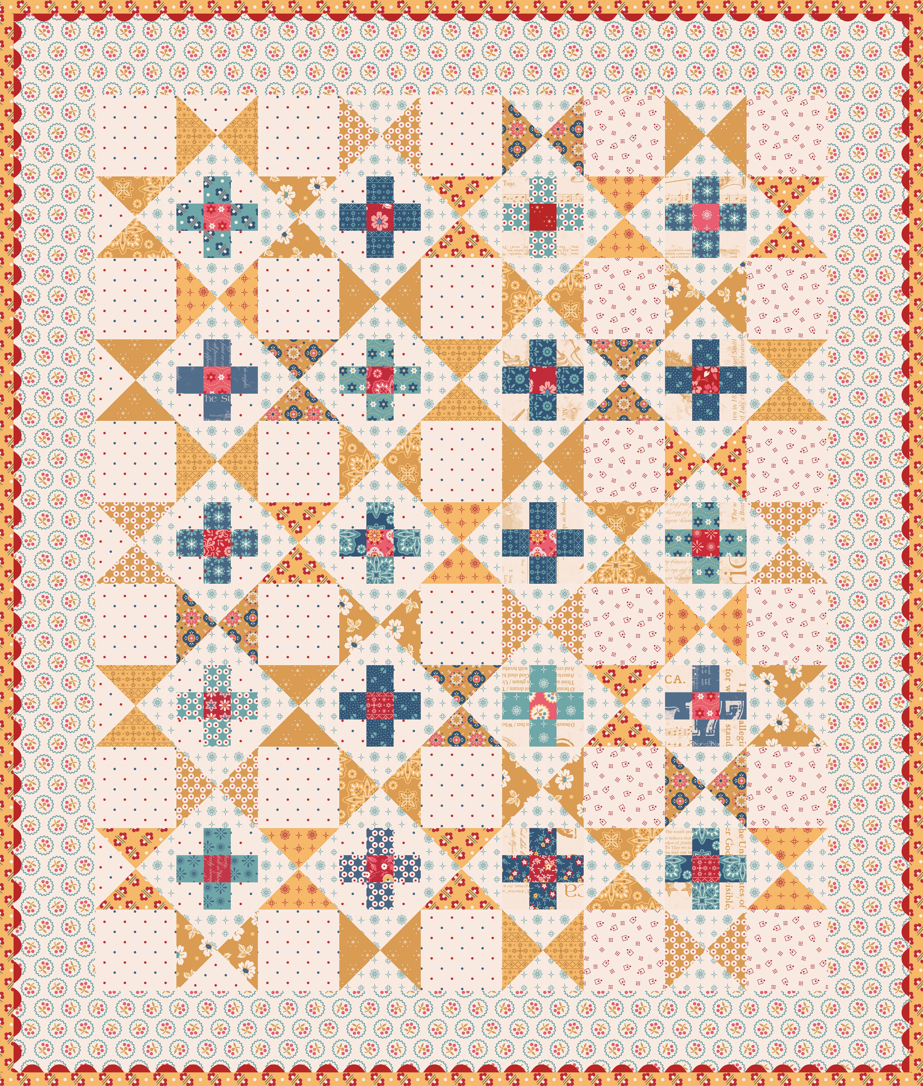 Americana | Oh Beautiful Flag Runner and Amber Waves Mini Quilt Boxed Kit | KT-16081