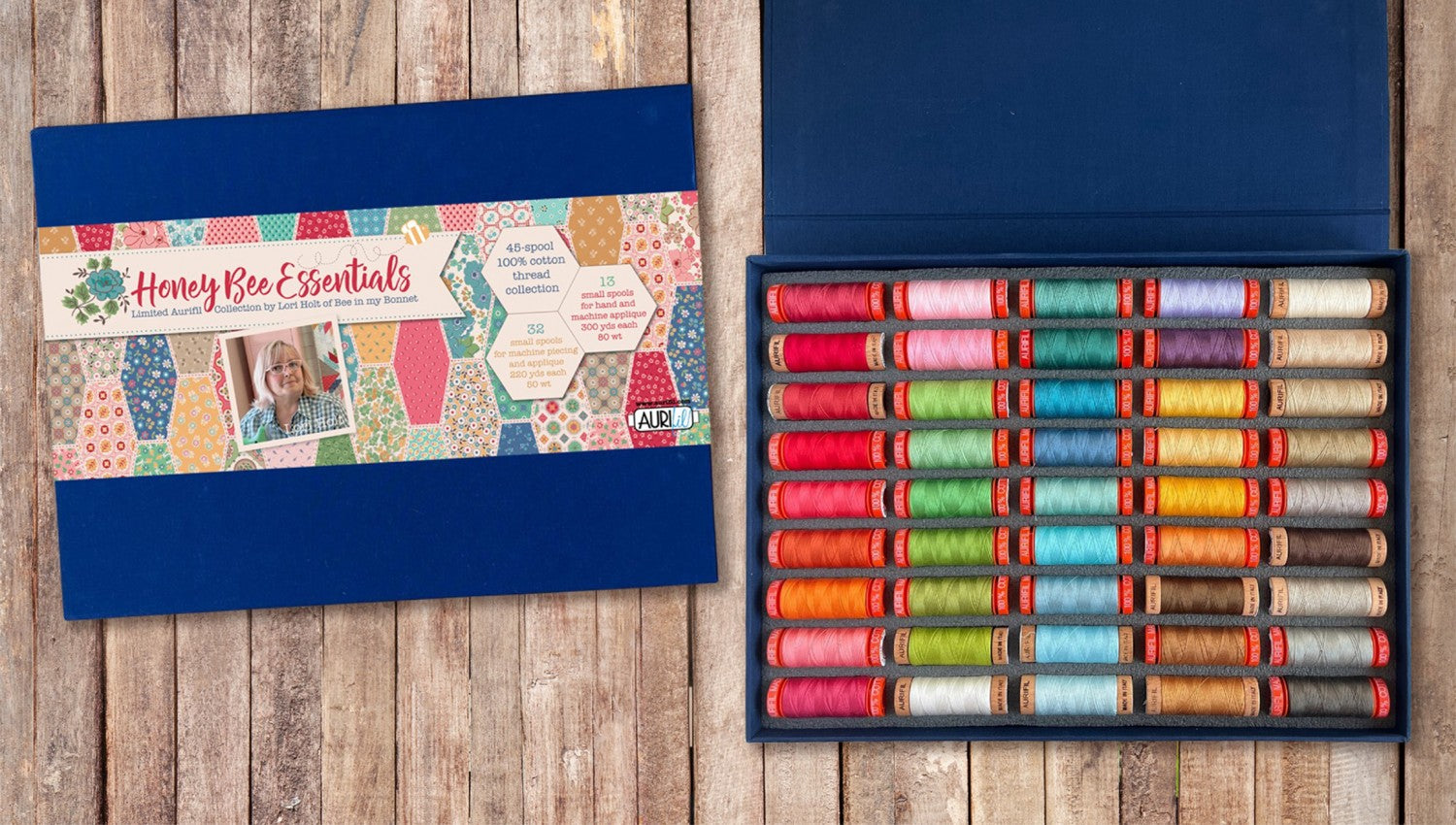 Honey Bee Essentials Limited Aurifil Thread Collection by Lori Holt - 45 spools
