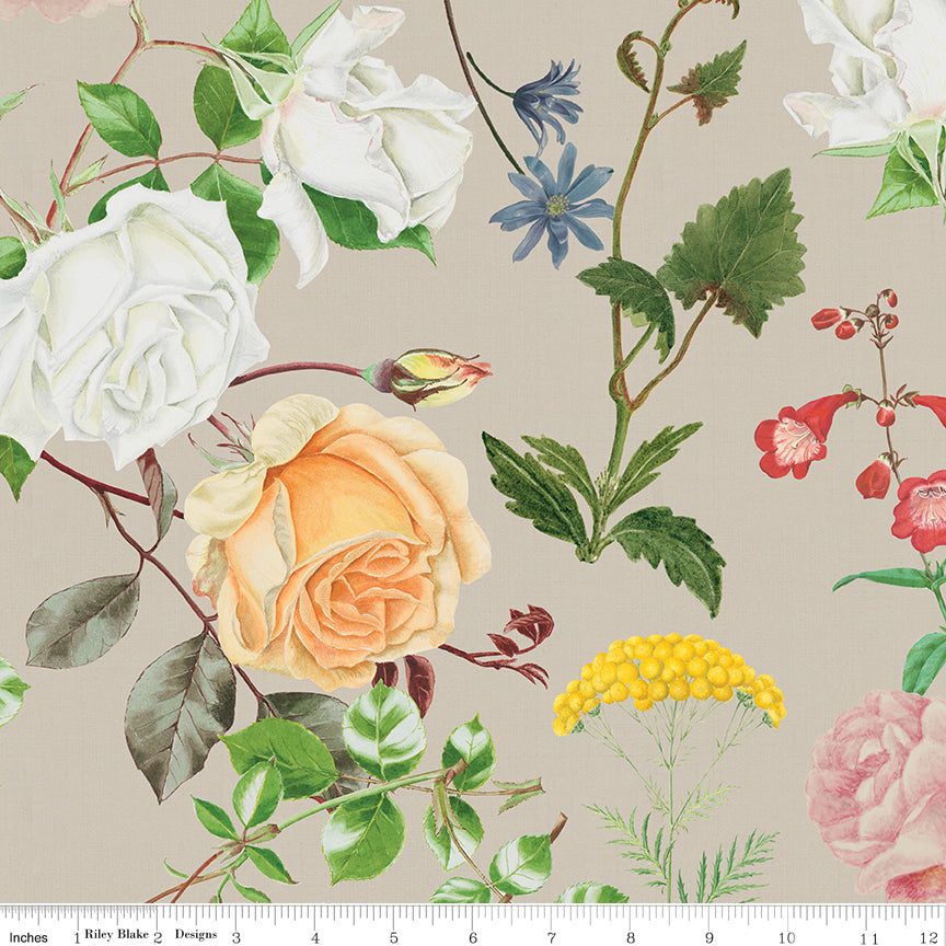 Floral Gardens | Linen Natural by Royal Horticultural Society for Riley Blake | 58/60" Linen/Cotton Blend
