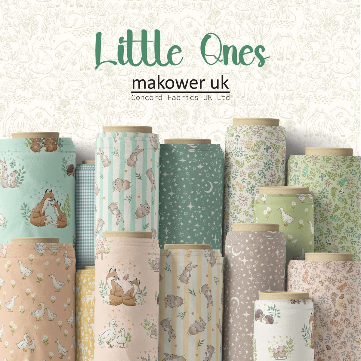 Little Ones | Deer Green by Makower UK for Andover Fabrics | MU-193-G