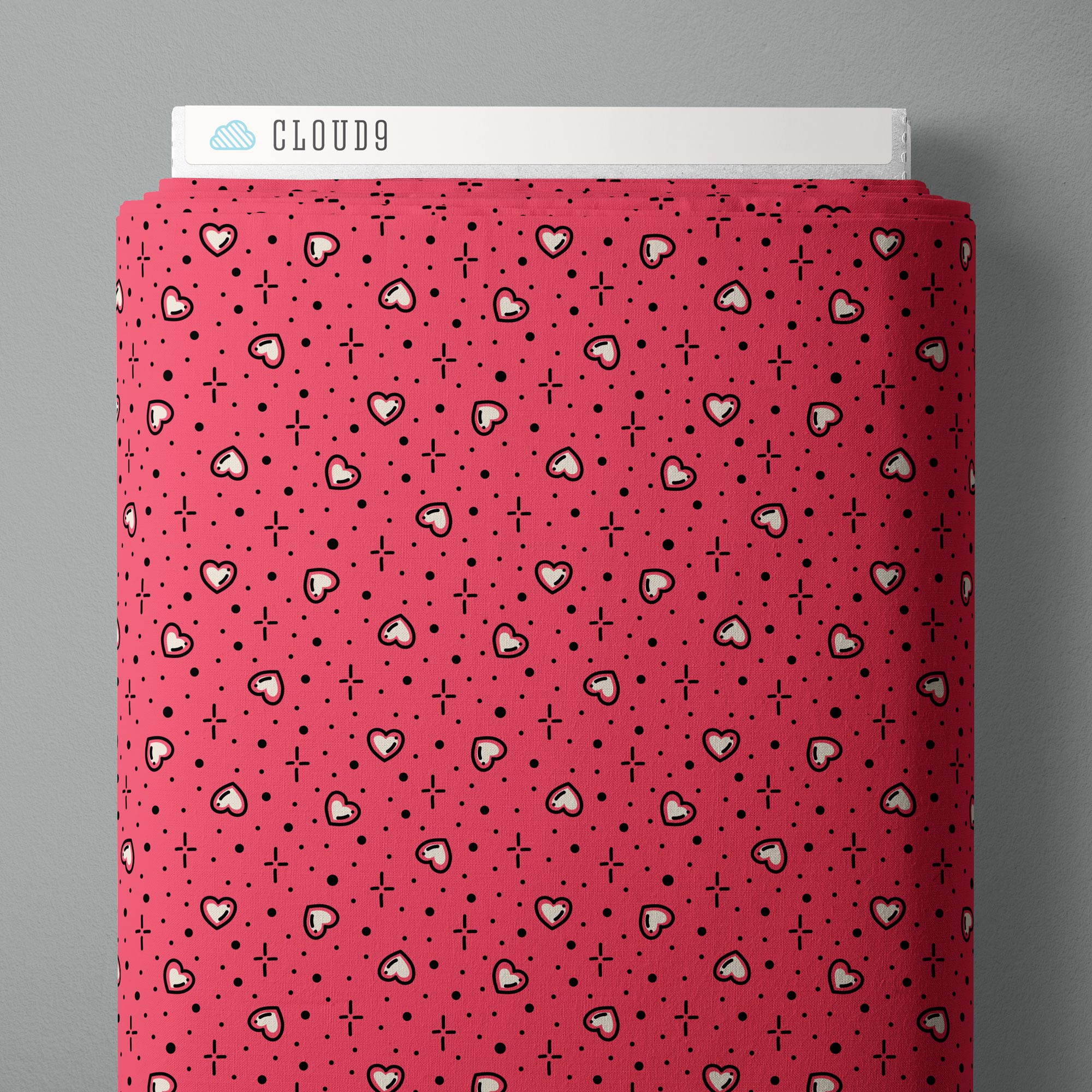 Love, Ink | Pink Small Hearts by RouCouCou for Cloud9 | 228645 | 100% Organic Cotton