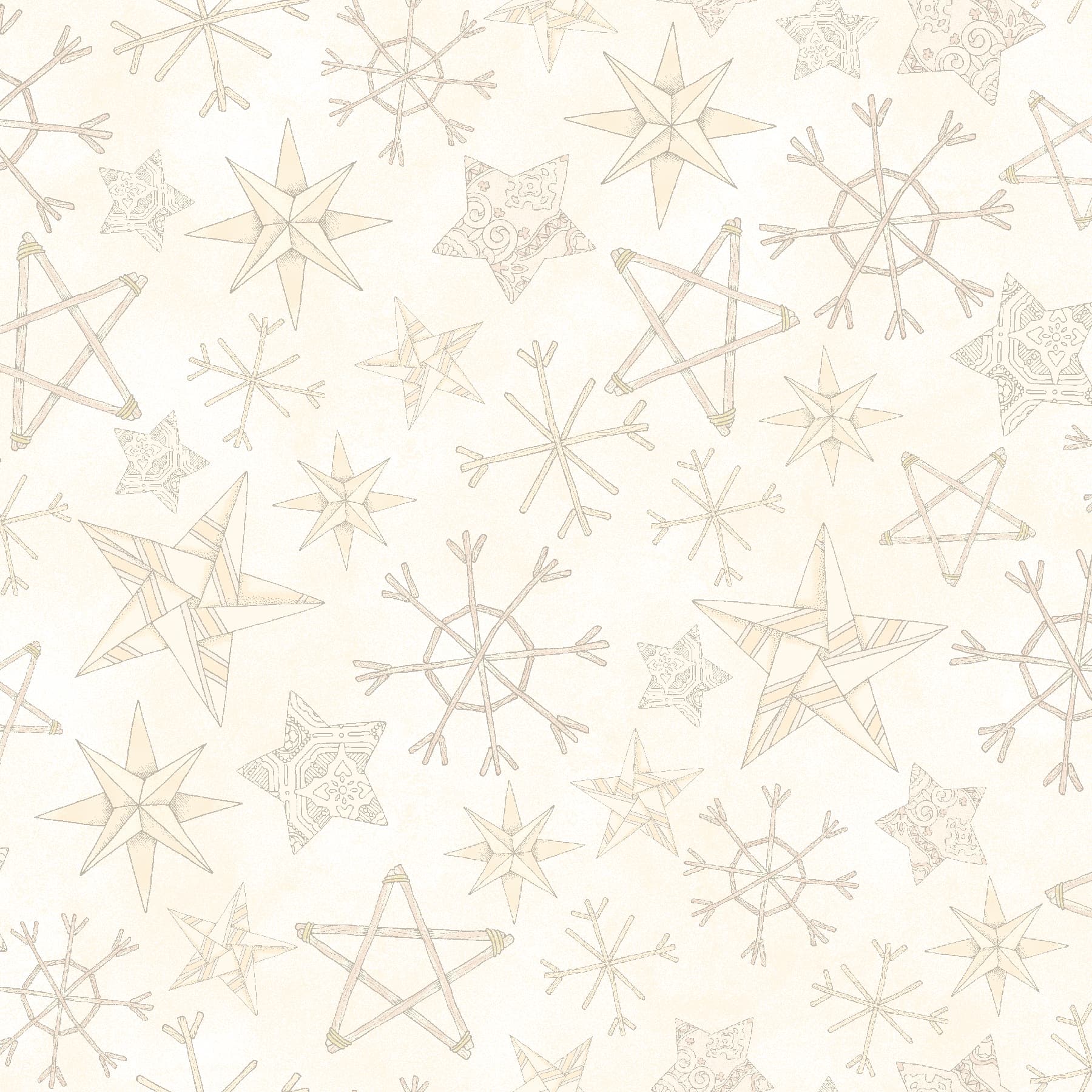 Homemade Holidays | Straw Stars - Cream by Kris Lammers for Maywood Studio | MAS10556-E