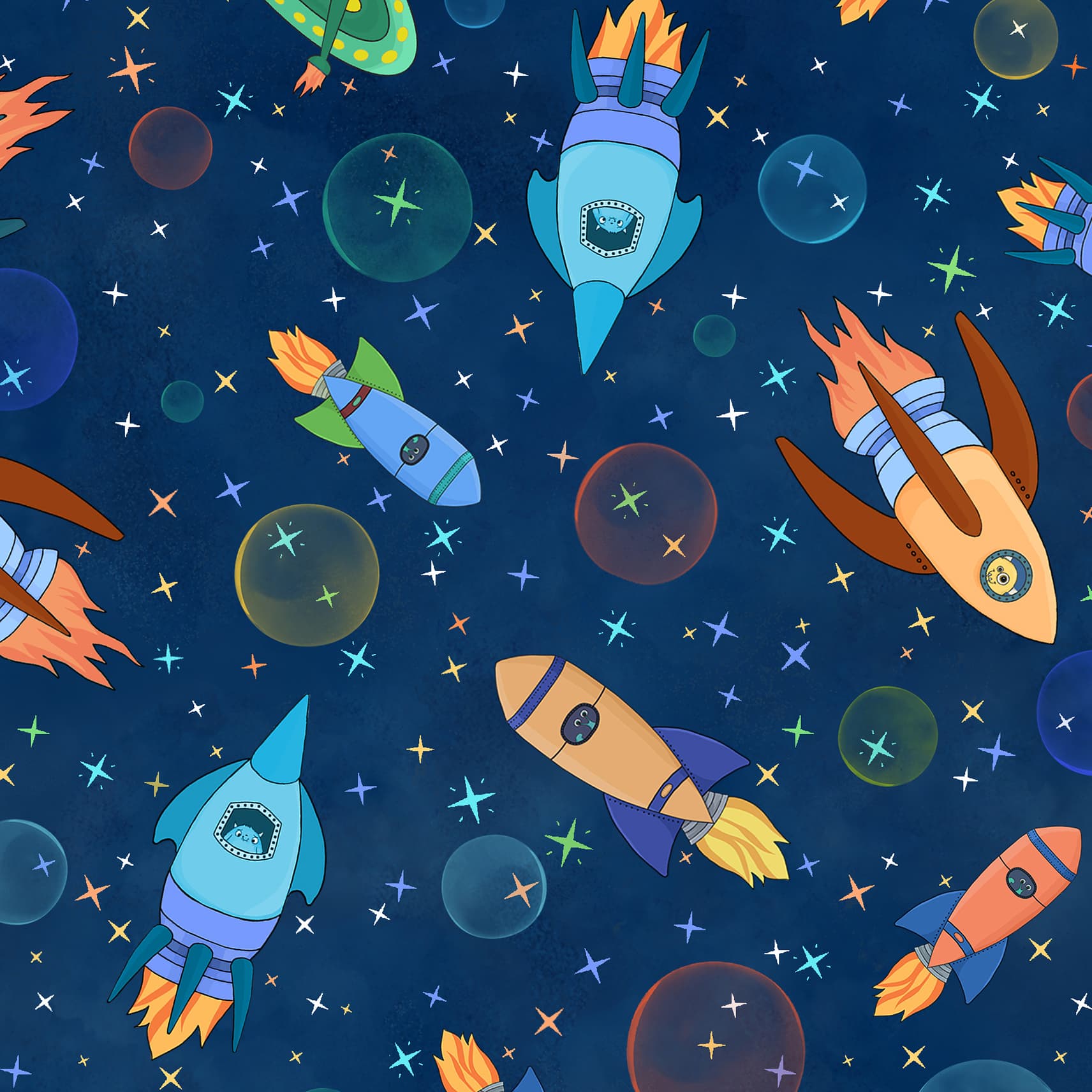 Space Monsters | Fat Quarter Bundle by Maywood Studio | 12 pcs