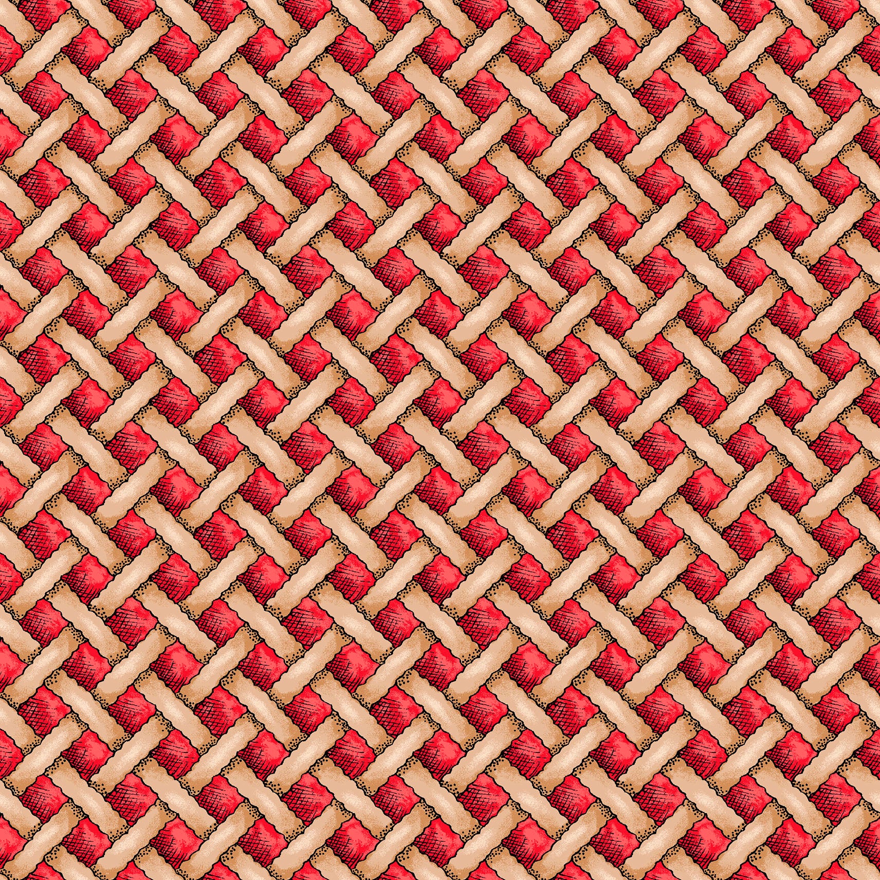 Dessert First | Pie Lattice - Tan/Red by Kris Lammers for Maywood Studio | MAS11228-TR