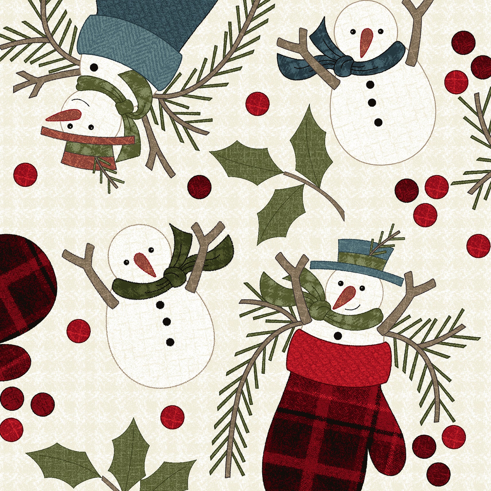 Holly Jolly Flannel | Snowmen - Cream by Bonnie Sullivan for Maywood Studio | MASF10892-E