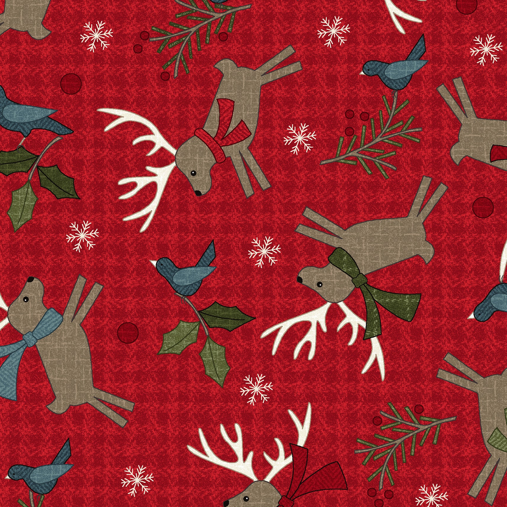 Holly Jolly Flannel | Deer - Red by Bonnie Sullivan for Maywood Studio | MASF10893-R