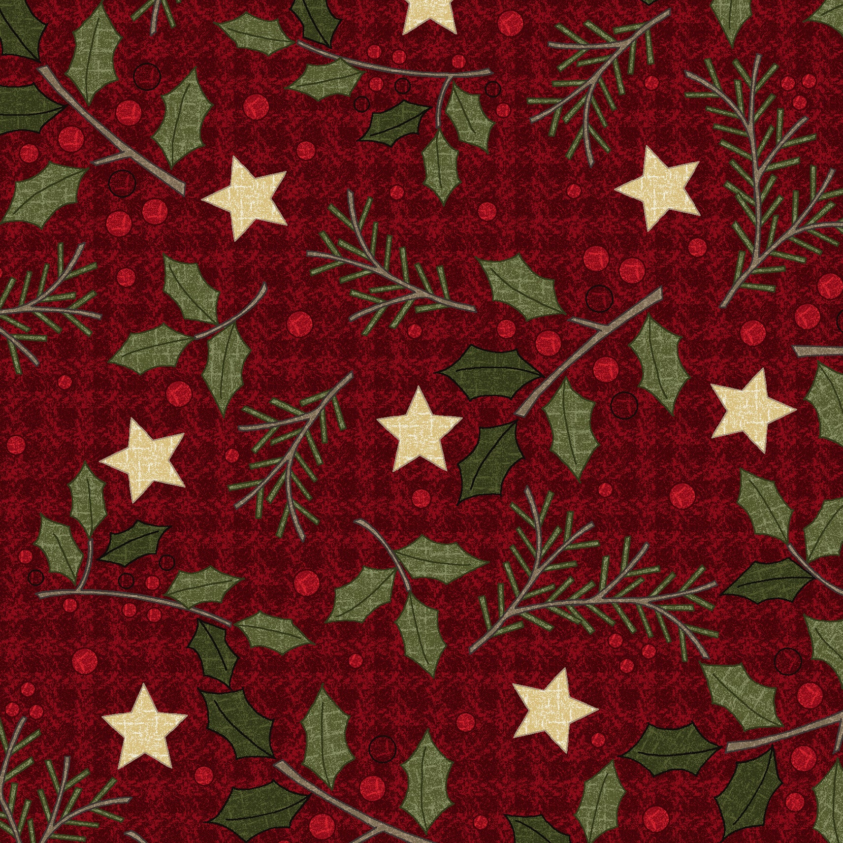 Holly Jolly Flannel | Holly - Red by Bonnie Sullivan for Maywood Studio | MASF10894-R
