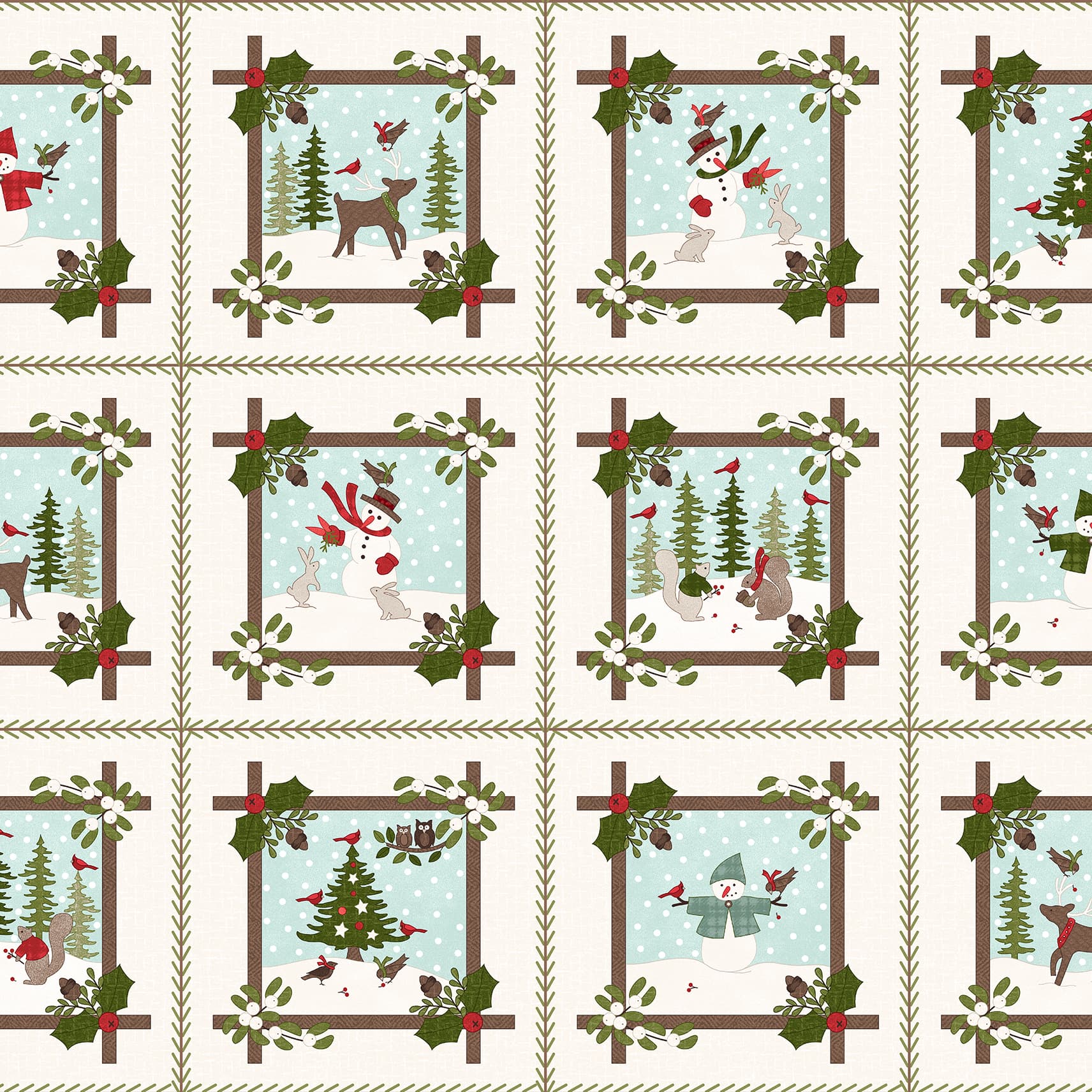 Snowtop Mountain Flannel | Frames - Cream by Bonnie Sullivan for Maywood Studio | MASF11161-E | 100% Cotton Flannel