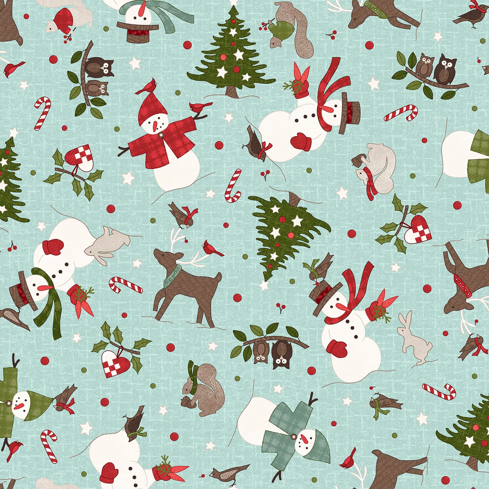 Snowtop Mountain Flannel | Christmas Toss - Aqua by Bonnie Sullivan for Maywood Studio | MASF11162-Q | 100% Cotton Flannel