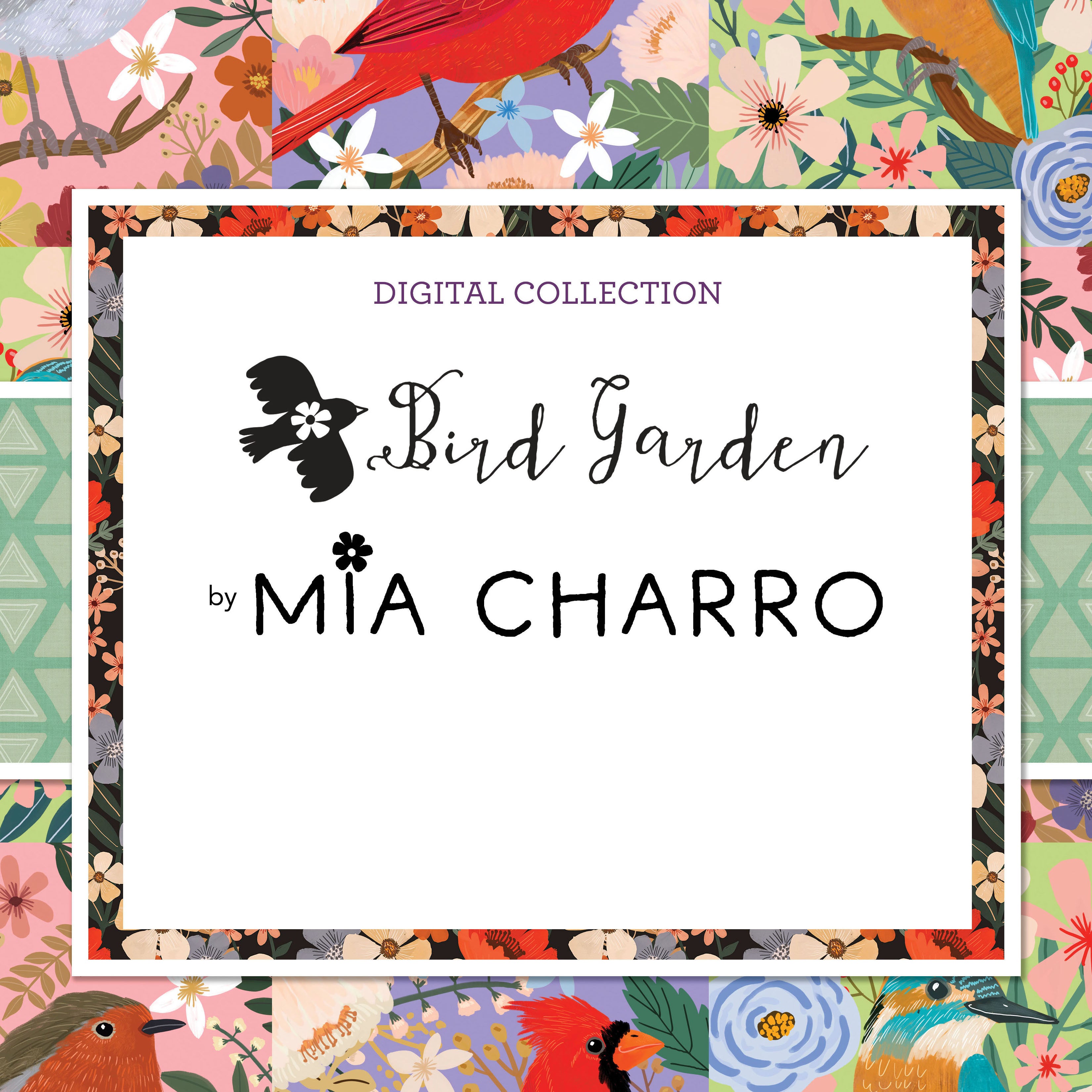 Bird Garden - Bird Wreaths Blue by Mia Charro for Free Spirit