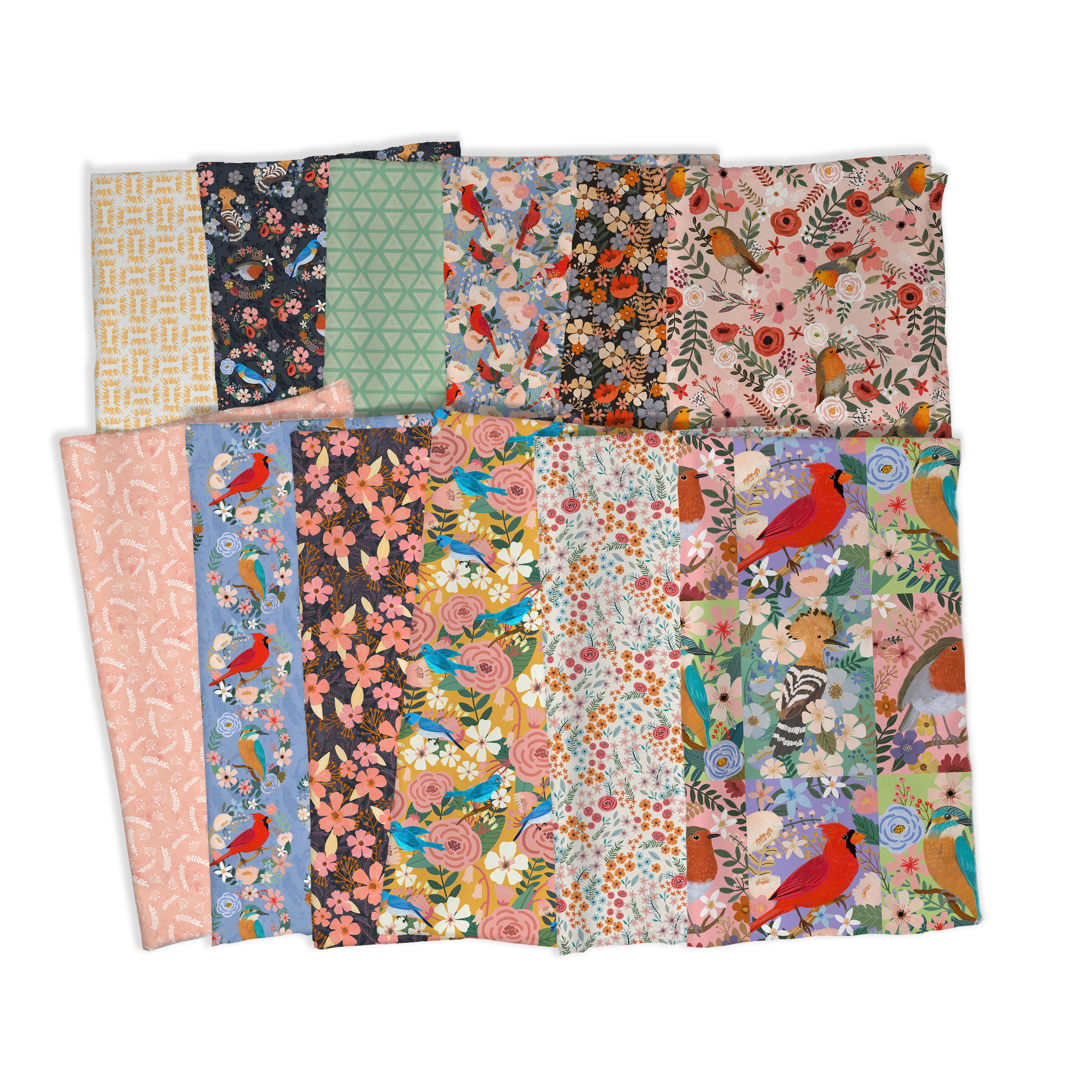 Bird Garden - Tiles Green by Mia Charro for Free Spirit