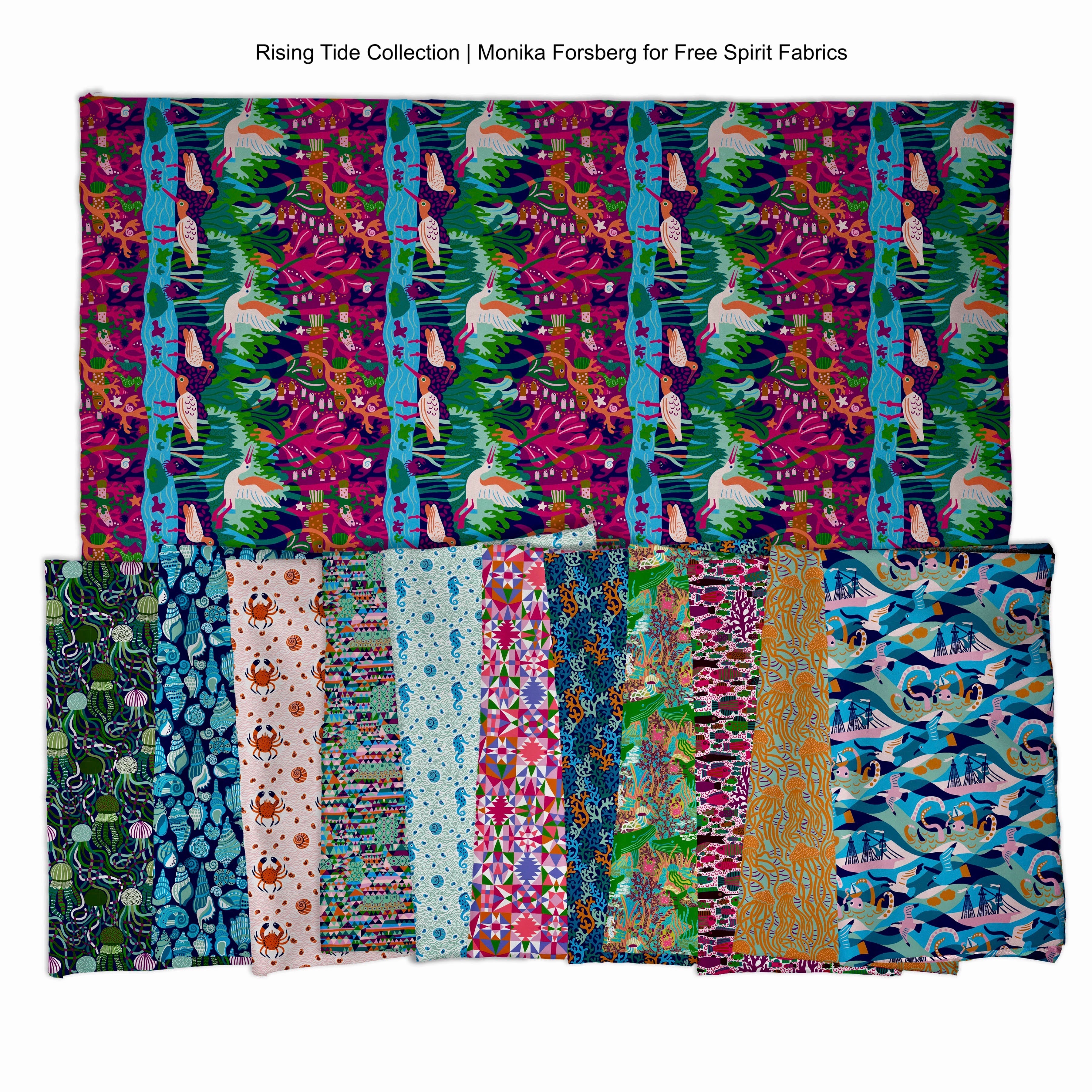 Rising Tide | Seagrass - Blue by Monika Forsberg for Free Spirit | PWMF046.BLUE