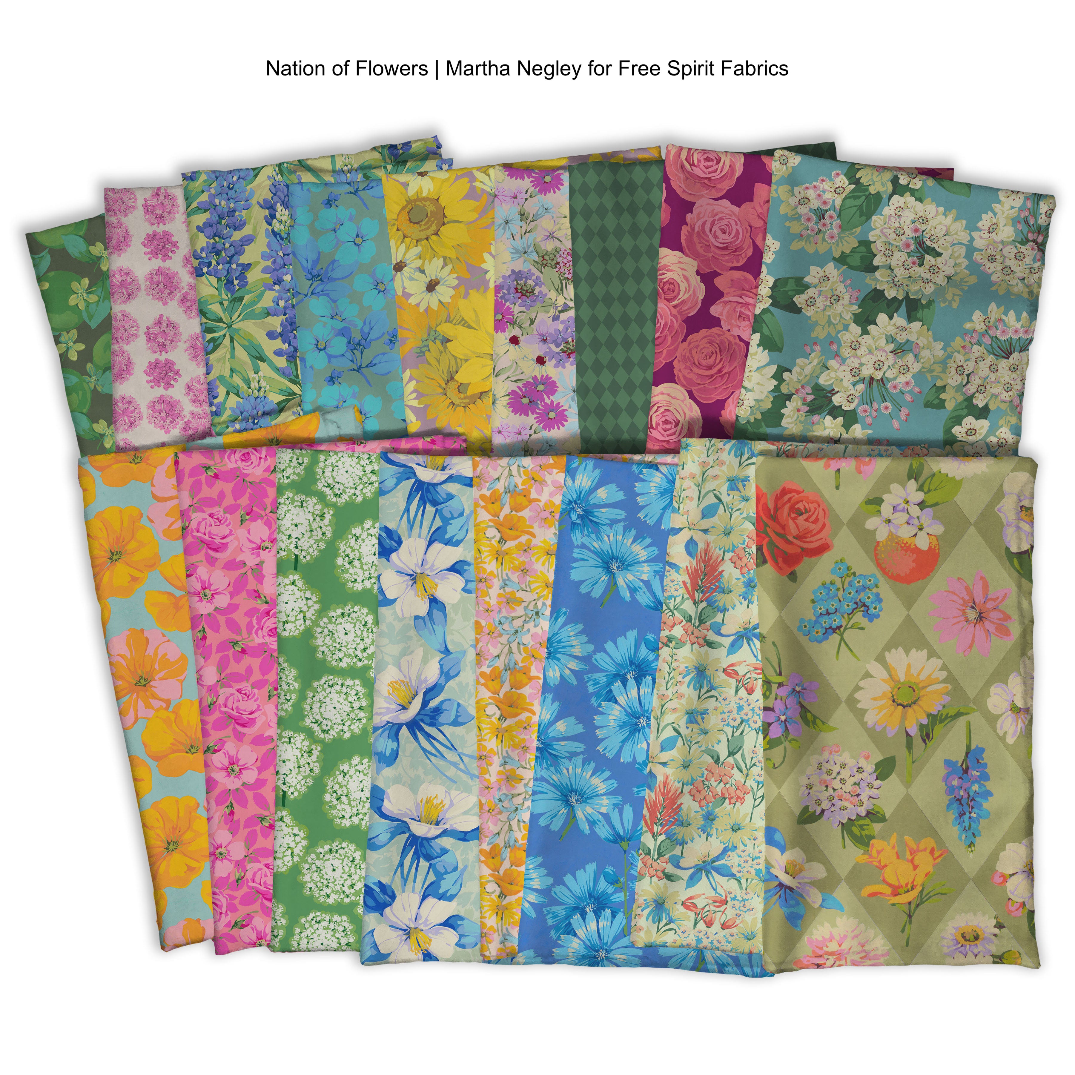 Nation of Flowers | Bluebonnet - Blue by Martha Negley for Free Spirit | PWMN048.BLUE