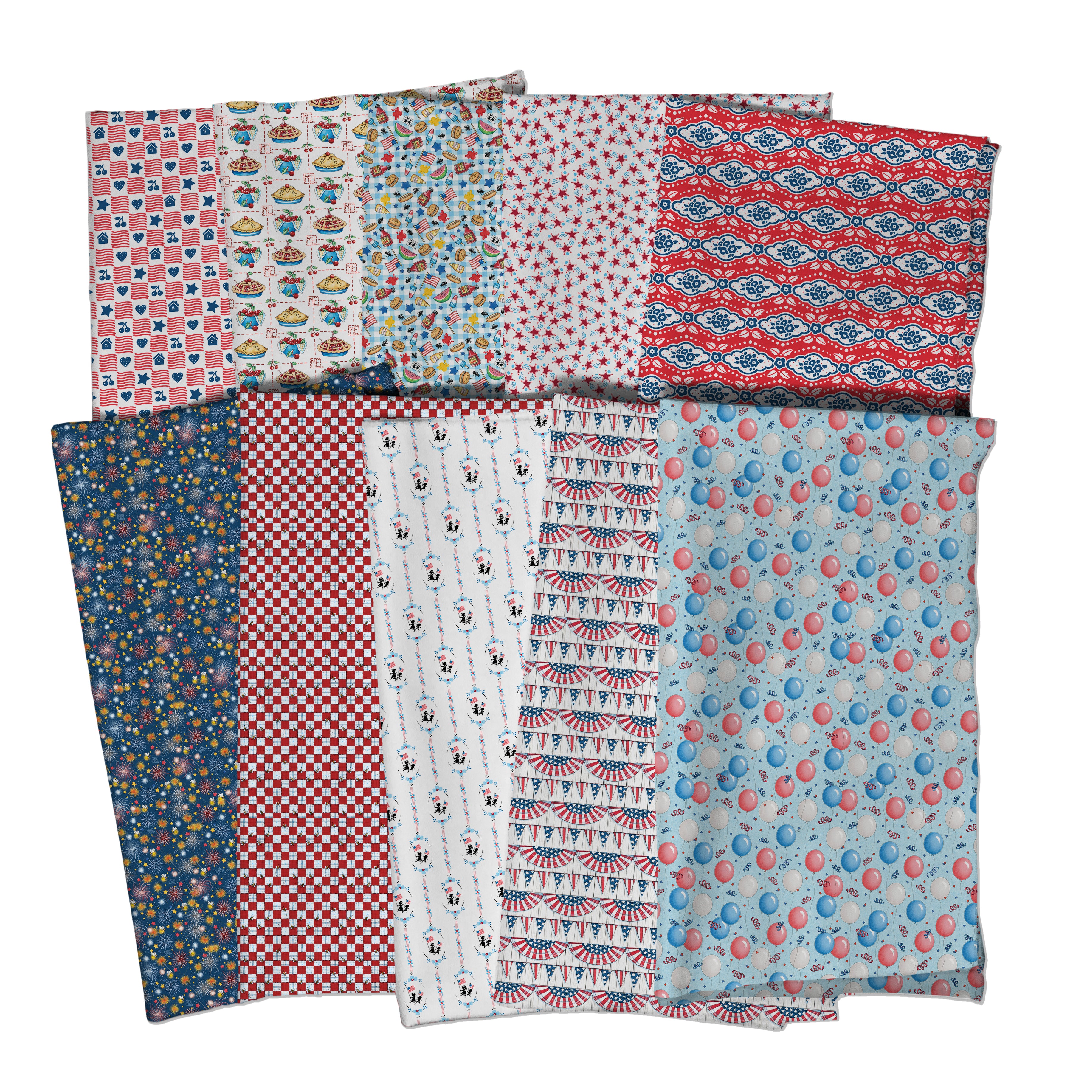 Happy Birthday, America | Stars, Stripes & Squiggles - White by Mary Engelbreit for FreeSpirit | PWMY023-WHITE