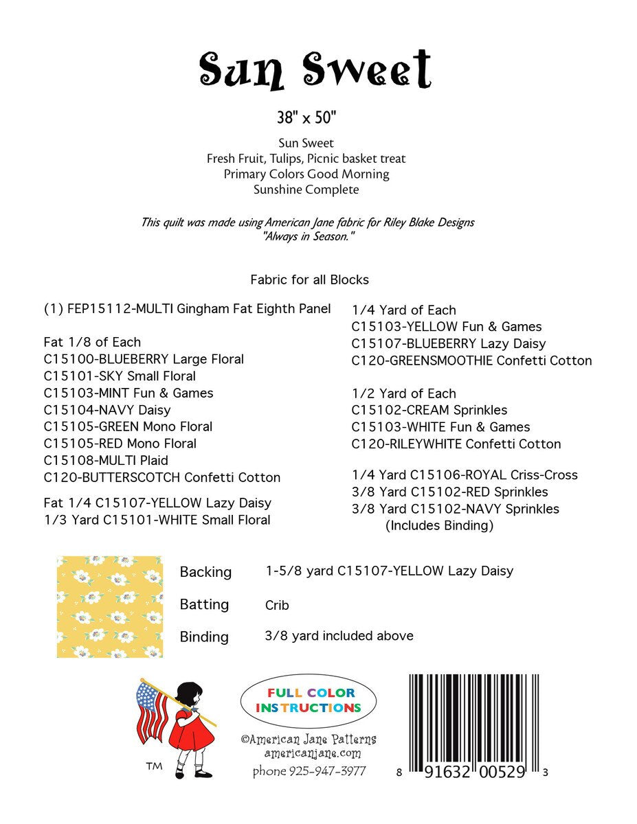 Sun Sweet Quilt Pattern by American Jane Patterns | 38" x 50"