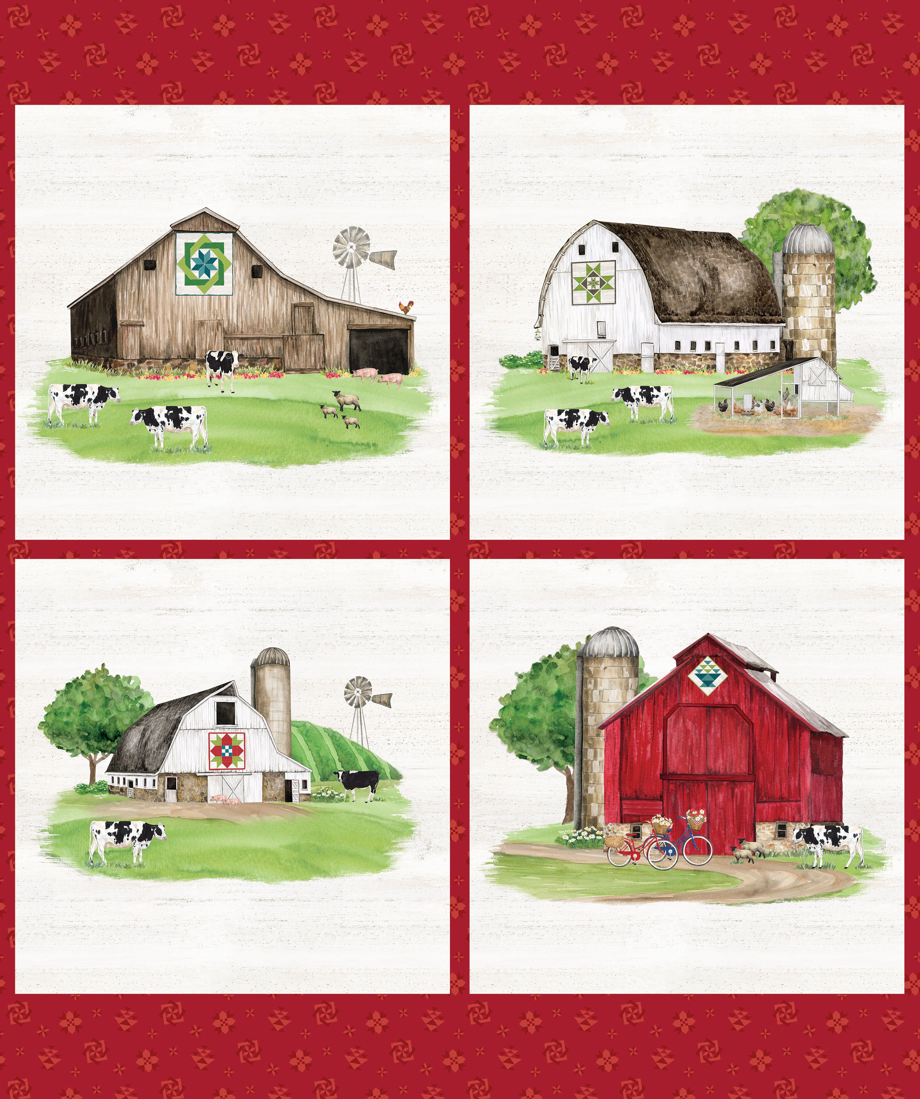 Spring Barn Quilts | Digital Pillow Panel by Tara Reed for Riley Blake Designs | PD14336-PANEL