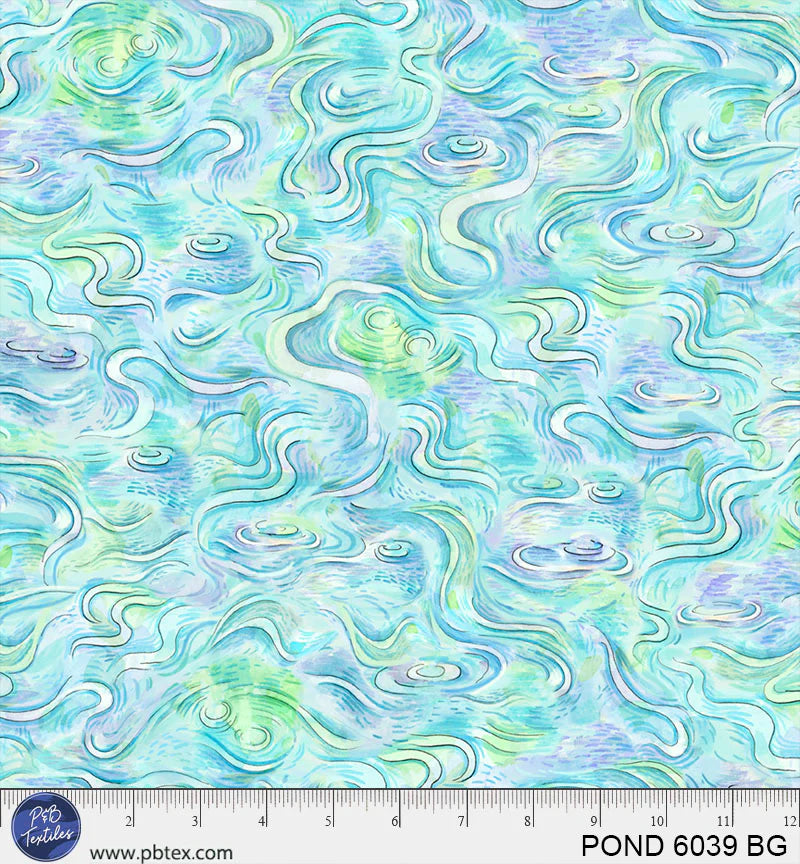 Pondside Pals | Water Ripples Blue Green by Jeremiah Ketner for P&B Textiles | POND6039-BG
