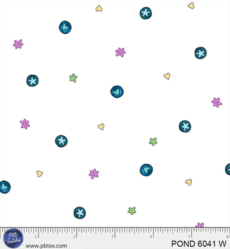 Pondside Pals | Icon Toss - White by Jeremiah Ketner for P&B Textiles | POND6041-W