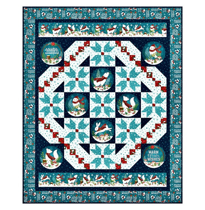Woodland Wishes | Winter Globes Quilt Pattern by Bound To Be Quilting | Oversized Throw/Twin |67" x 83"