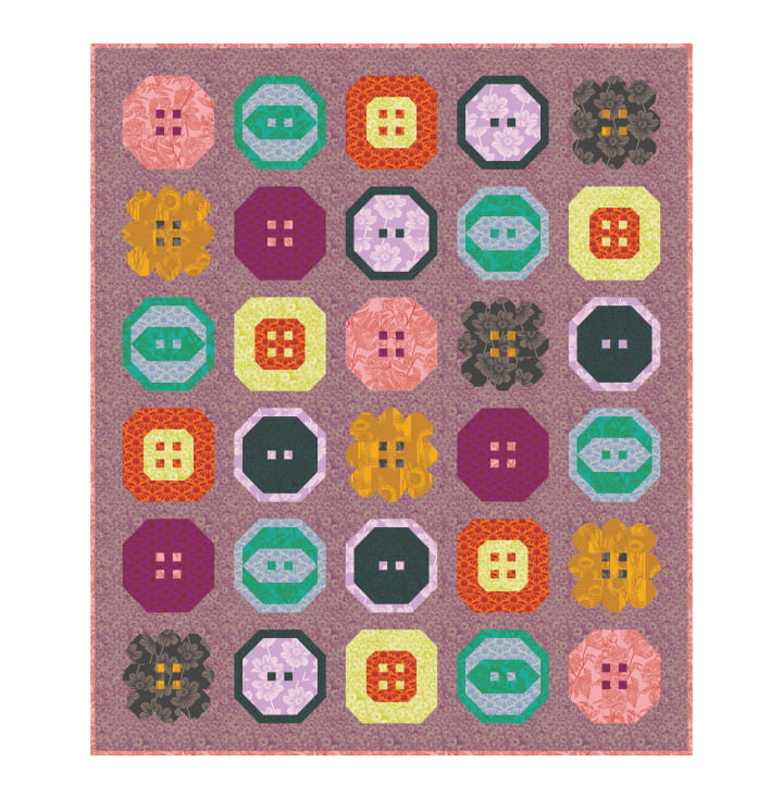 Buttoned Up Quilt Pattern by Pen + Paper Patterns | PTNAMT013 | 65.5" x 77.5"