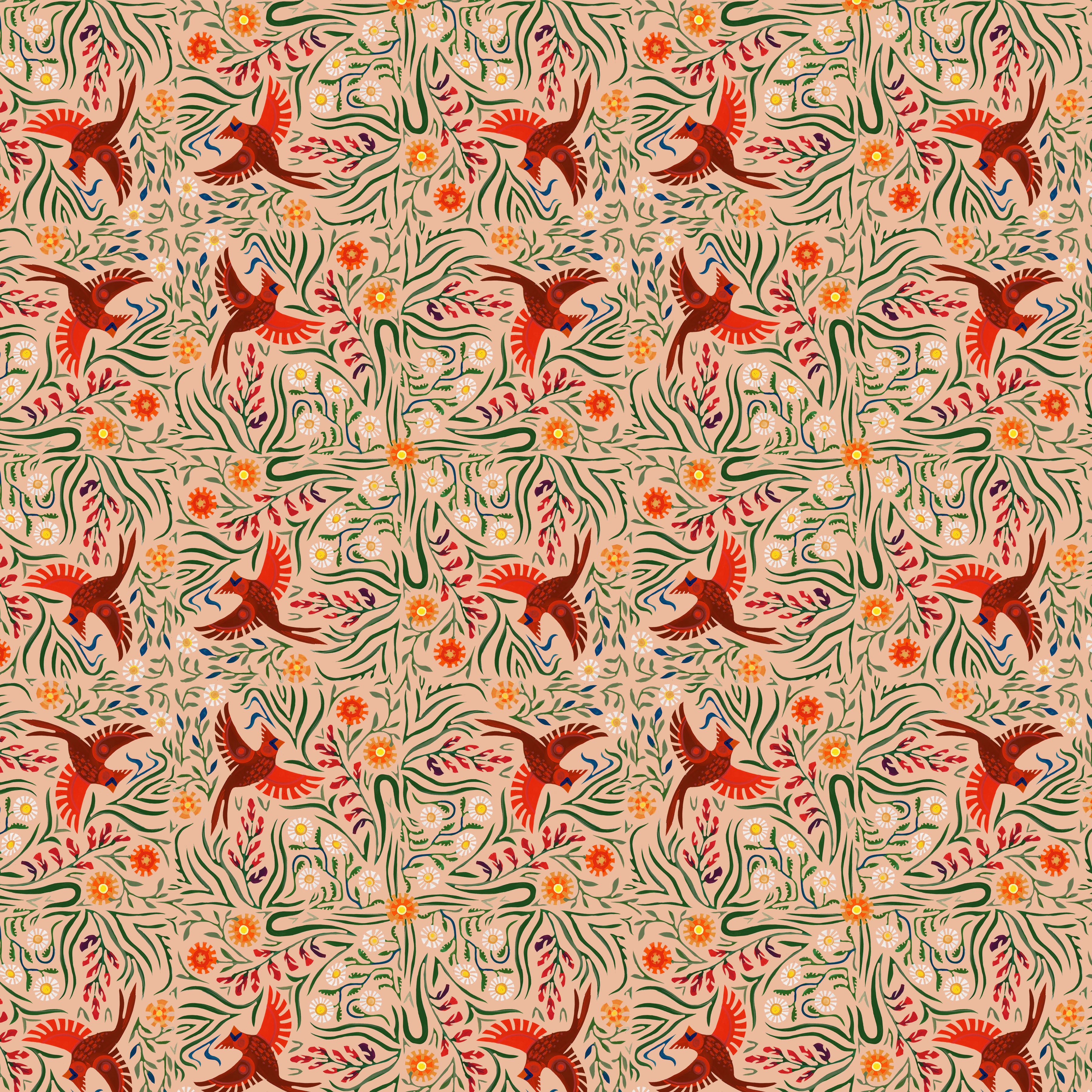 Backyard Wonder | Carefree Cardinals - Pink by Adam Trest for FreeSpirit | PWAT005.PINK