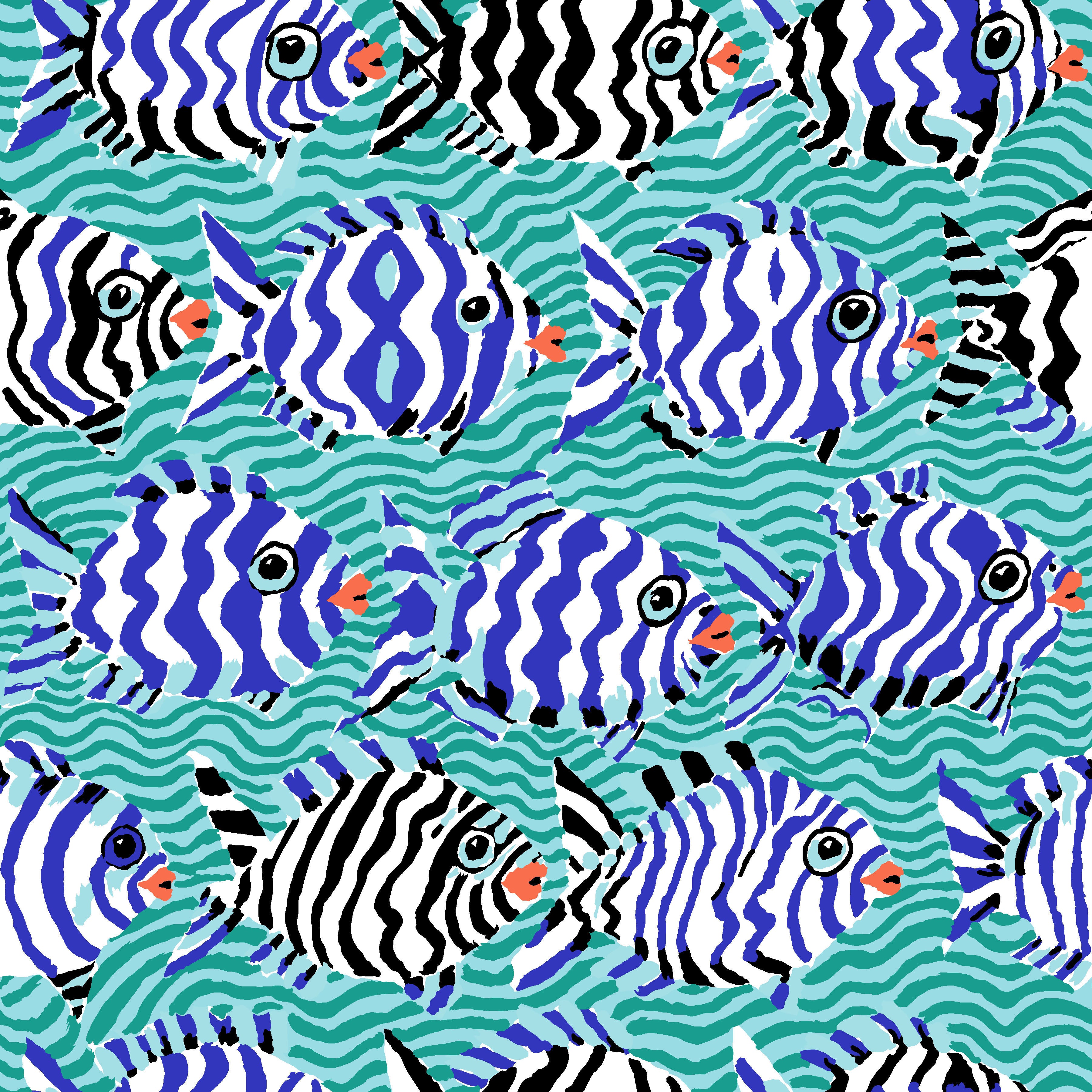August 2025 | Minnows - Aqua by Kaffe Fassett Collective for FreeSpirit | PWBM100.AQUA