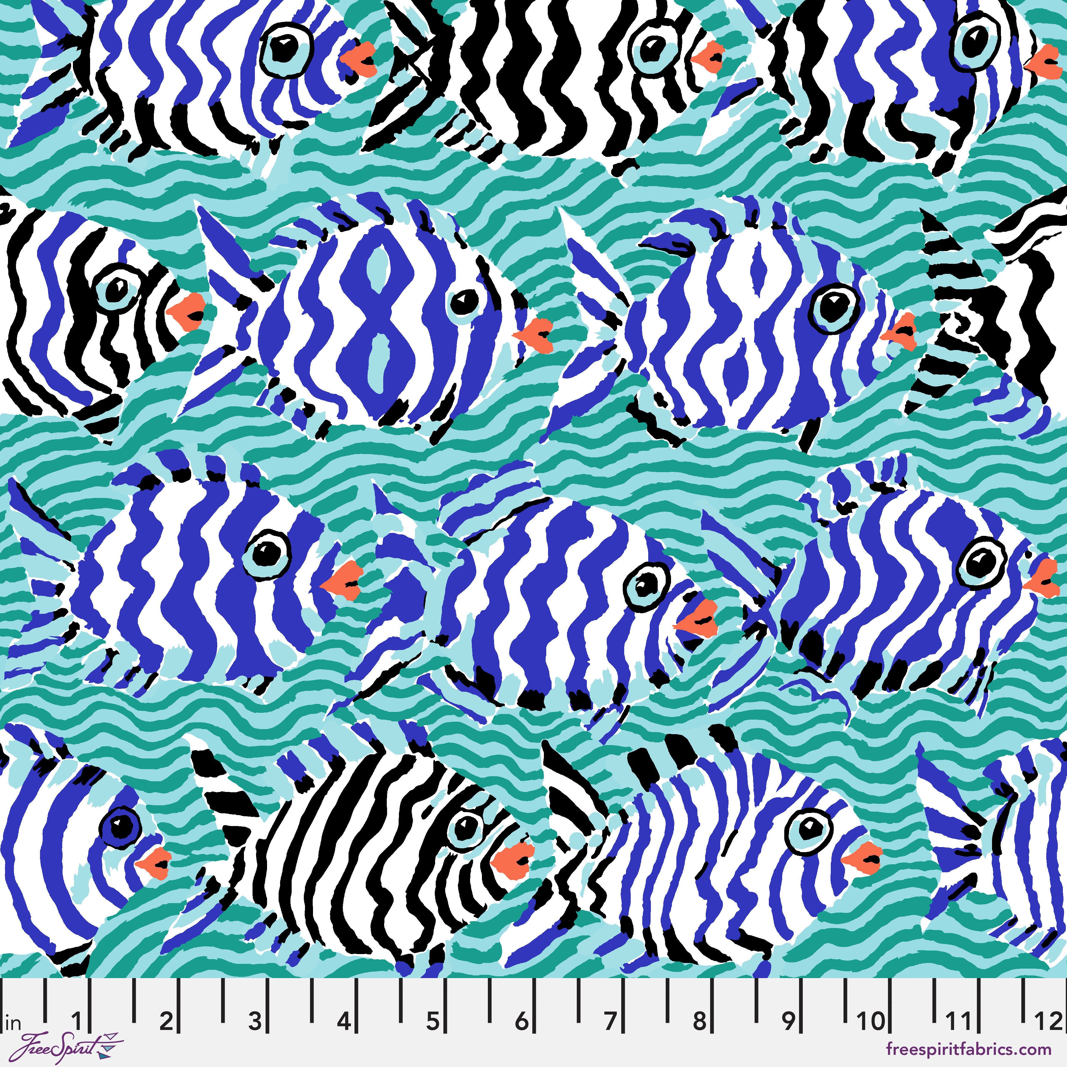 August 2025 | Minnows - Aqua by Kaffe Fassett Collective for FreeSpirit | PWBM100.AQUA