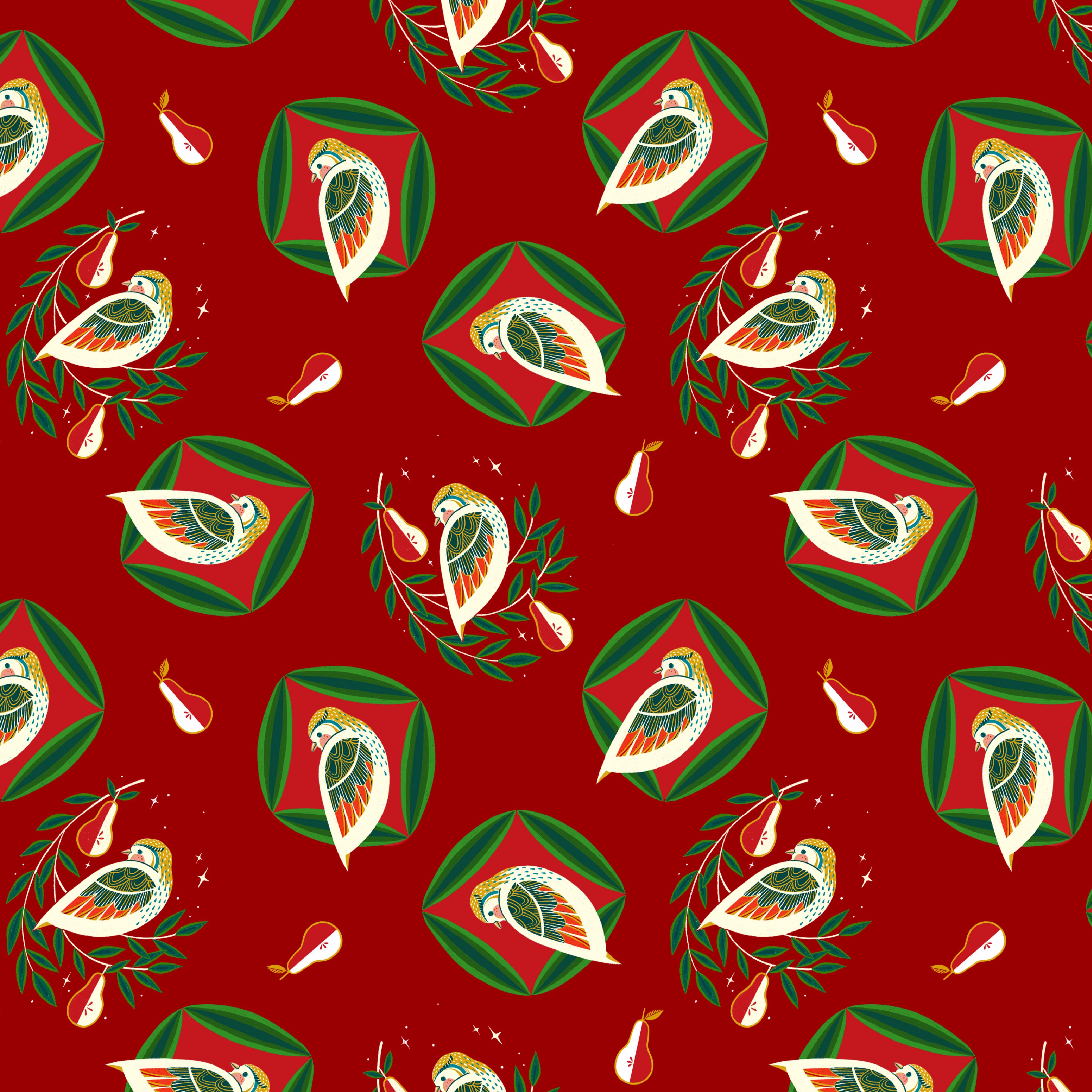 12 Days of Christmas | Partridge - Dark Red by Cori Dantini for FreeSpirit | PWCD138.XDKRED